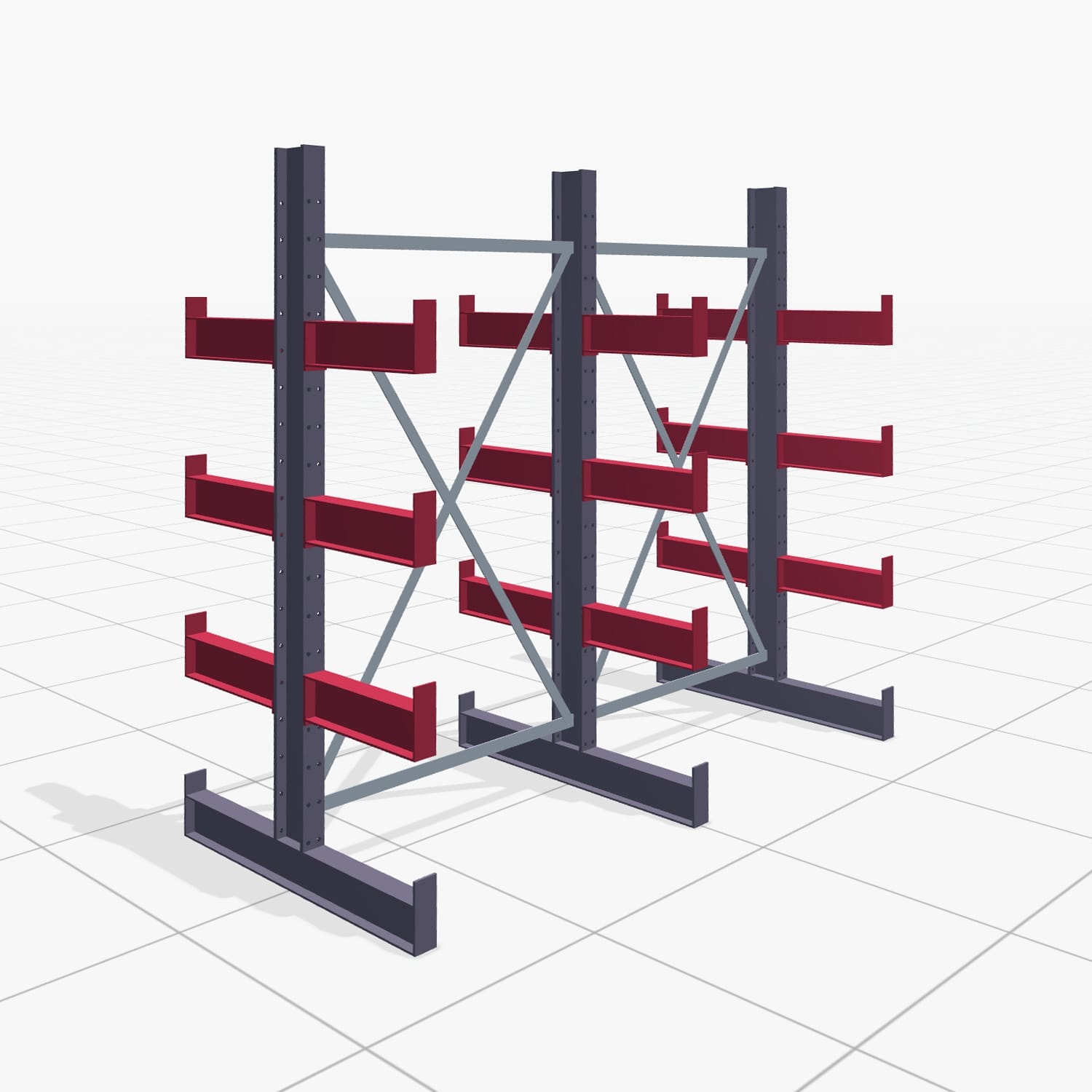 Kragarmregale Handbedient KHX 3000, H: 2.000 mm, B: 2066 mm, Armlänge: 400 mm (1.120 kg), Zweiseitige Nutzung