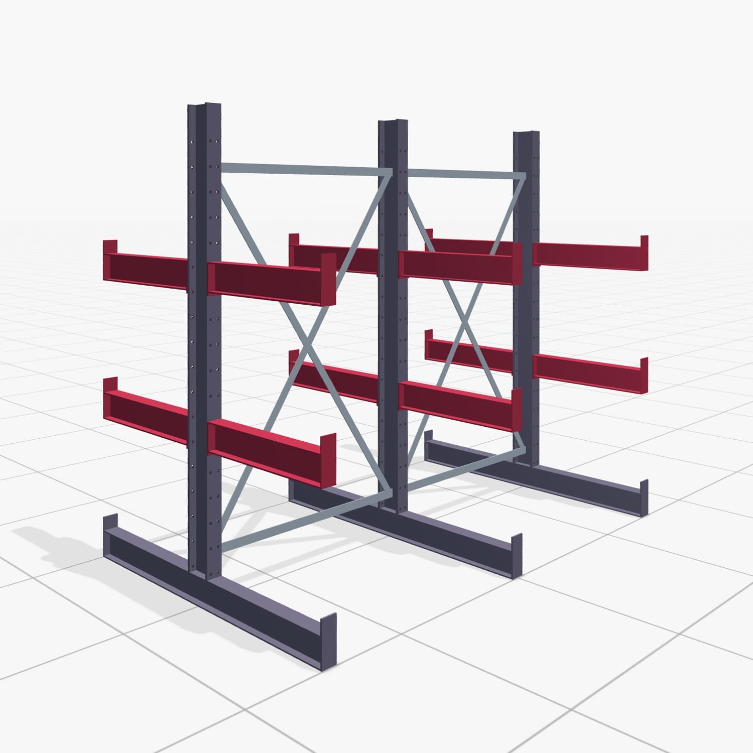 Kragarmregale Handbedient KHX 3000, H: 2.000 mm, B: 2066 mm, Armlänge: 600 mm (750 kg), Zweiseitige Nutzung