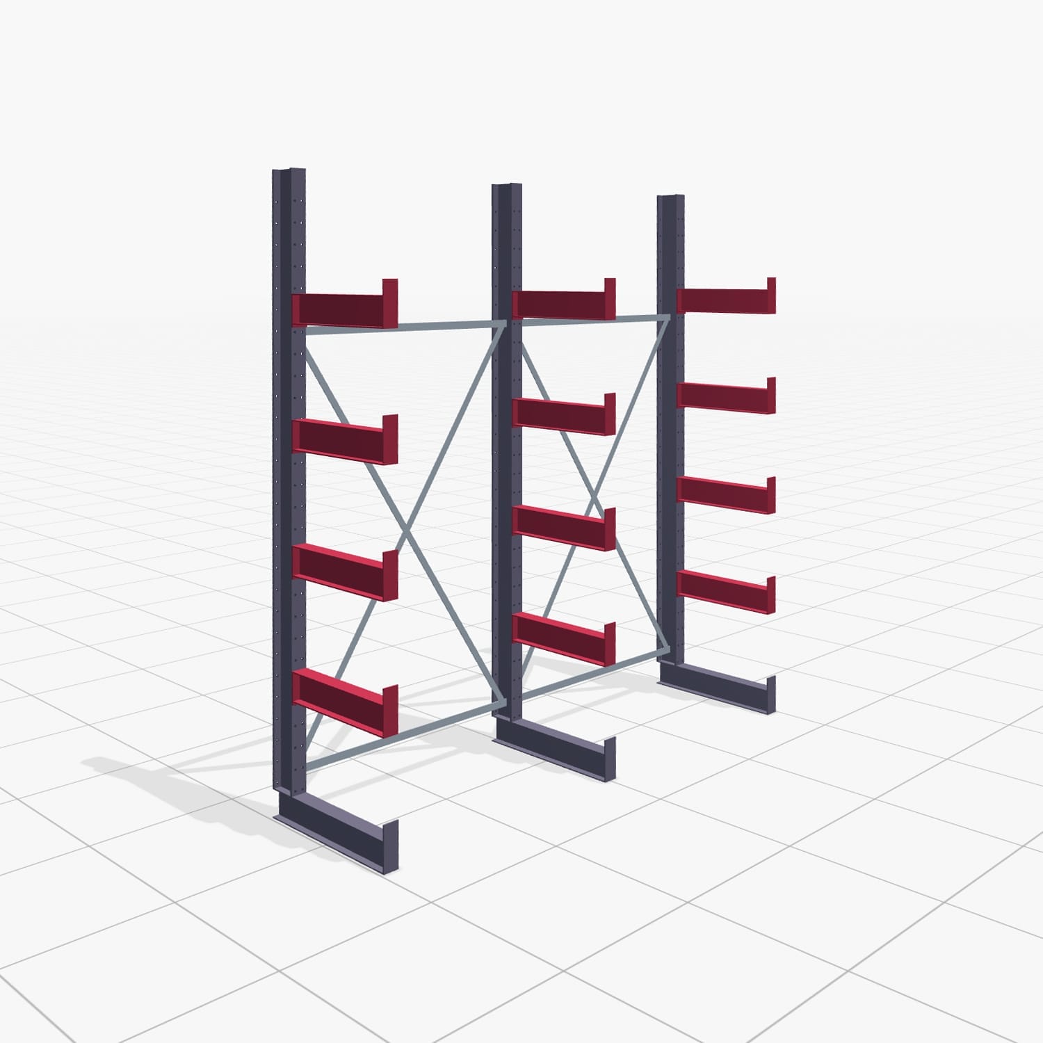Kragarmregale Handbedient KHX 3000, H: 3.000 mm, B: 2645 mm, Armlänge: 800 mm (560kg), Einseitige Nutzung