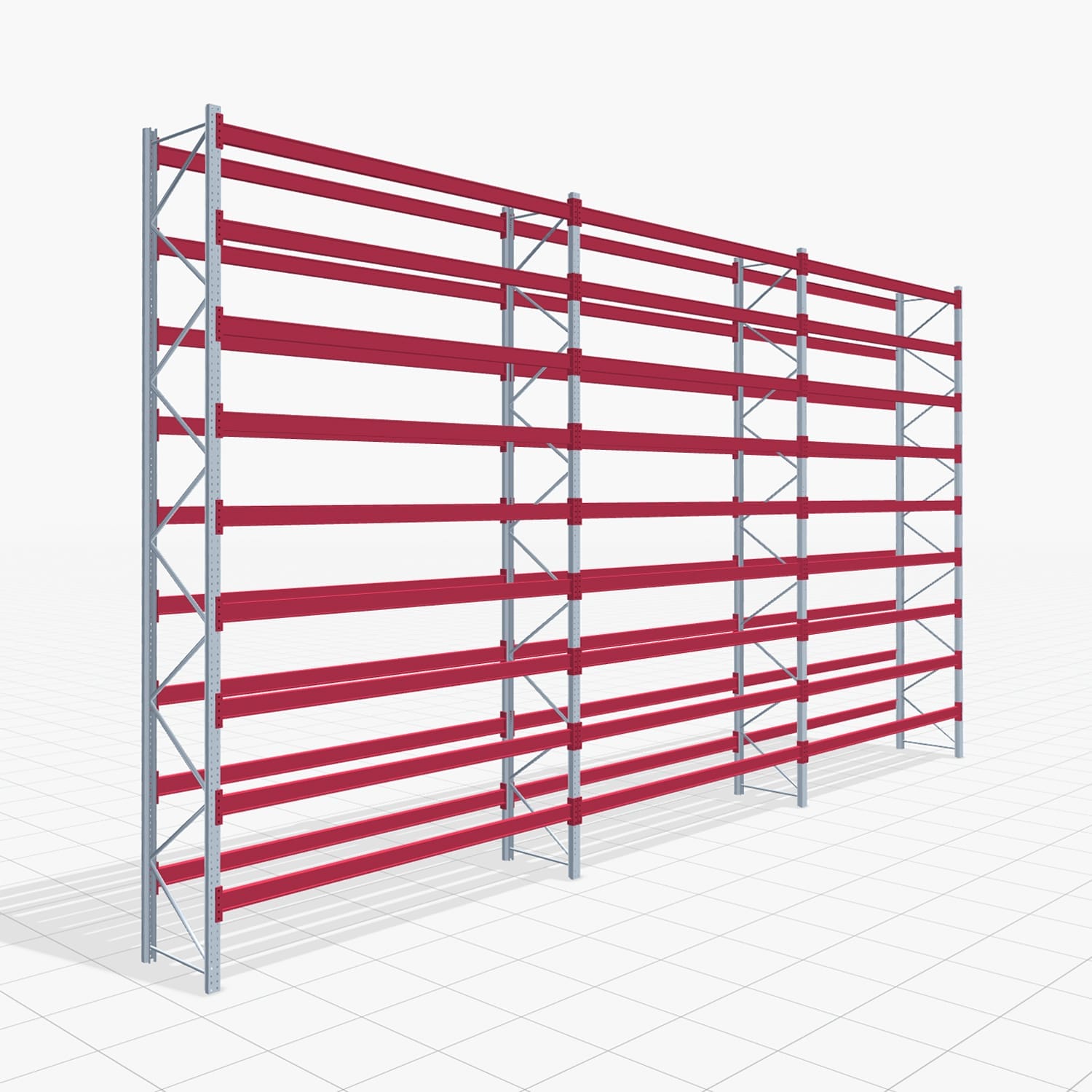 Palettenregale PRX 1000, Industriepalette, H: 5.600 mm, B: 8.500 mm, Palettengewicht: 750 kg, Palettenplätze: 27