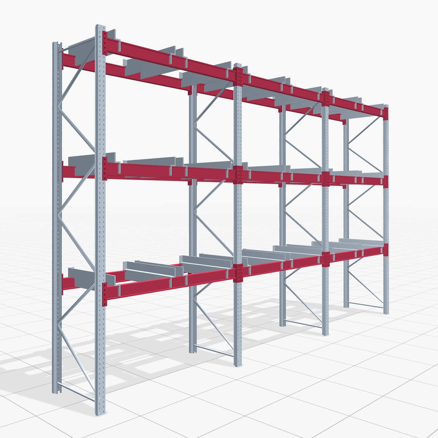 Palettenregale PRX 1000, Gitterbox, H: 3.600 mm, B: 5.800 mm, Palettengewicht: 750 kg, Palettenplätze: 24