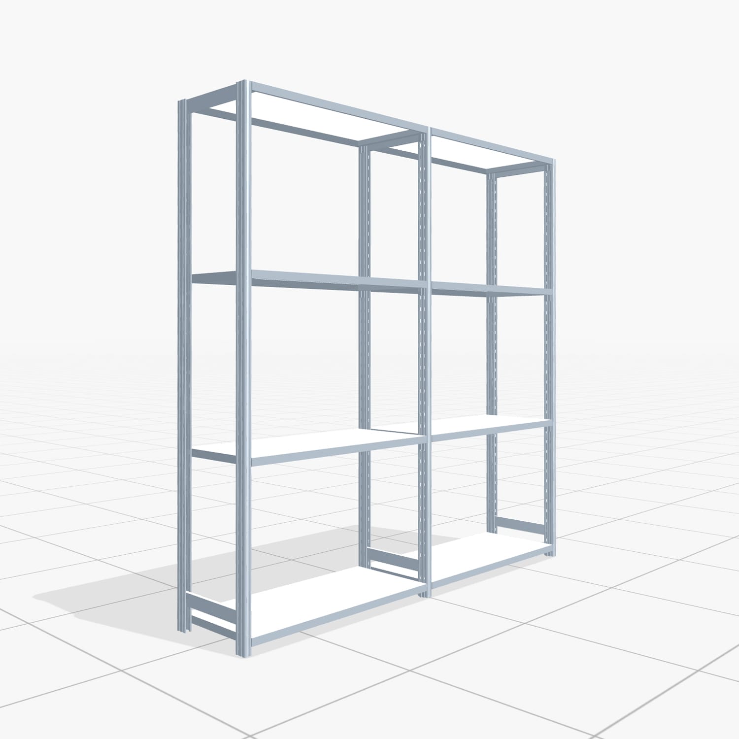 Fachbodenregal FBX 4000, H: 2.000 mm, B: 2.026 mm mm, T: 400 mm, Ebenen: 4