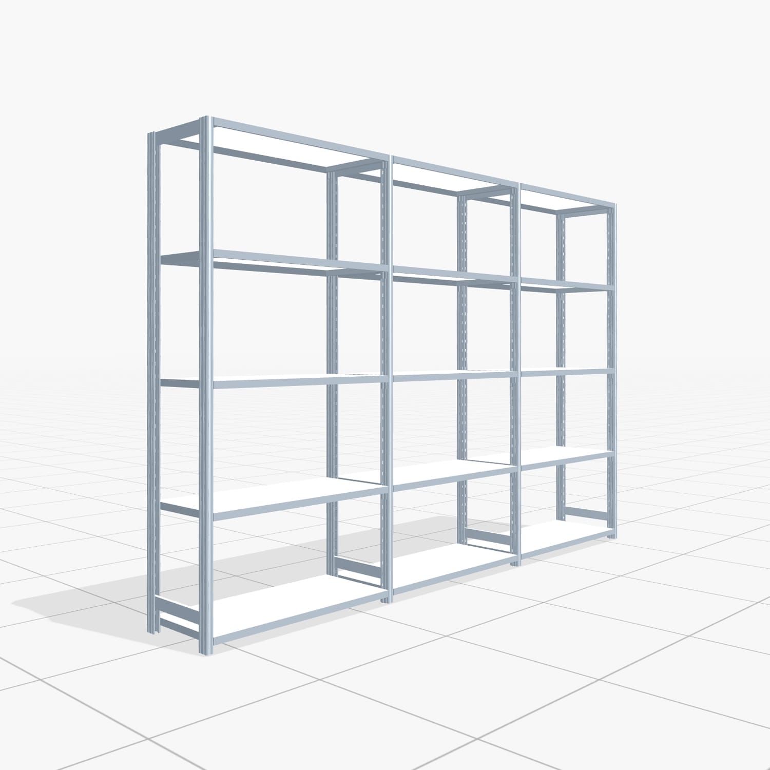 Fachbodenregal FBX 4000, H: 2.000 mm, B: 3.023 mm mm, T: 400 mm, Ebenen: 5