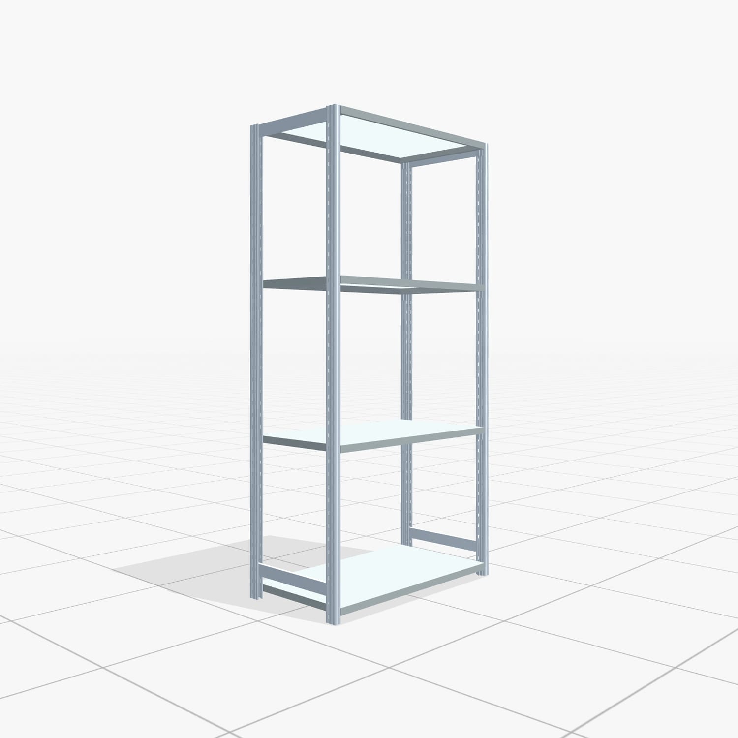 Fachbodenregal FBX 4000, H: 2.000 mm, B: 1.029 mm mm, T: 500 mm, Ebenen: 4