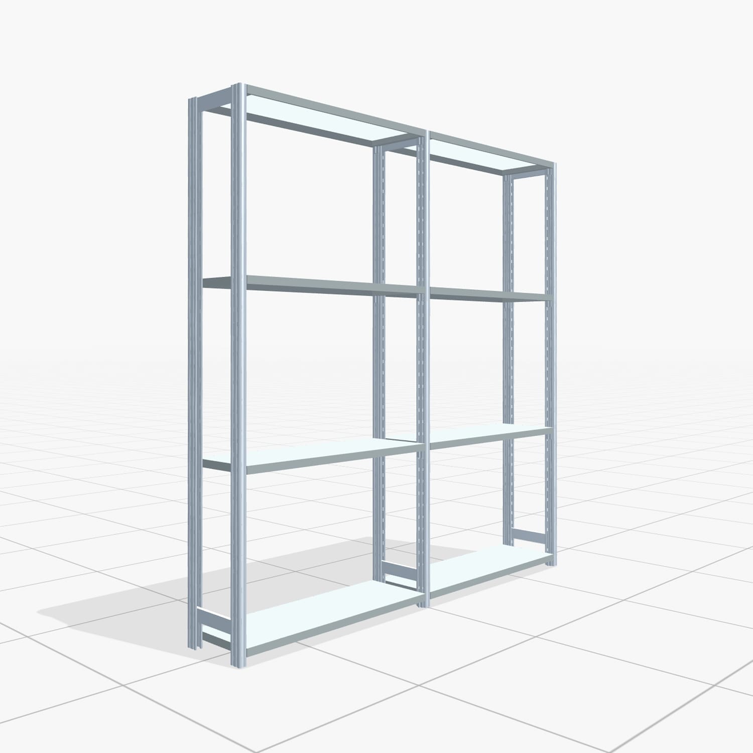 Fachbodenregal FBX 4000, H: 2.000 mm, B: 2.026 mm mm, T: 300 mm, Ebenen: 4