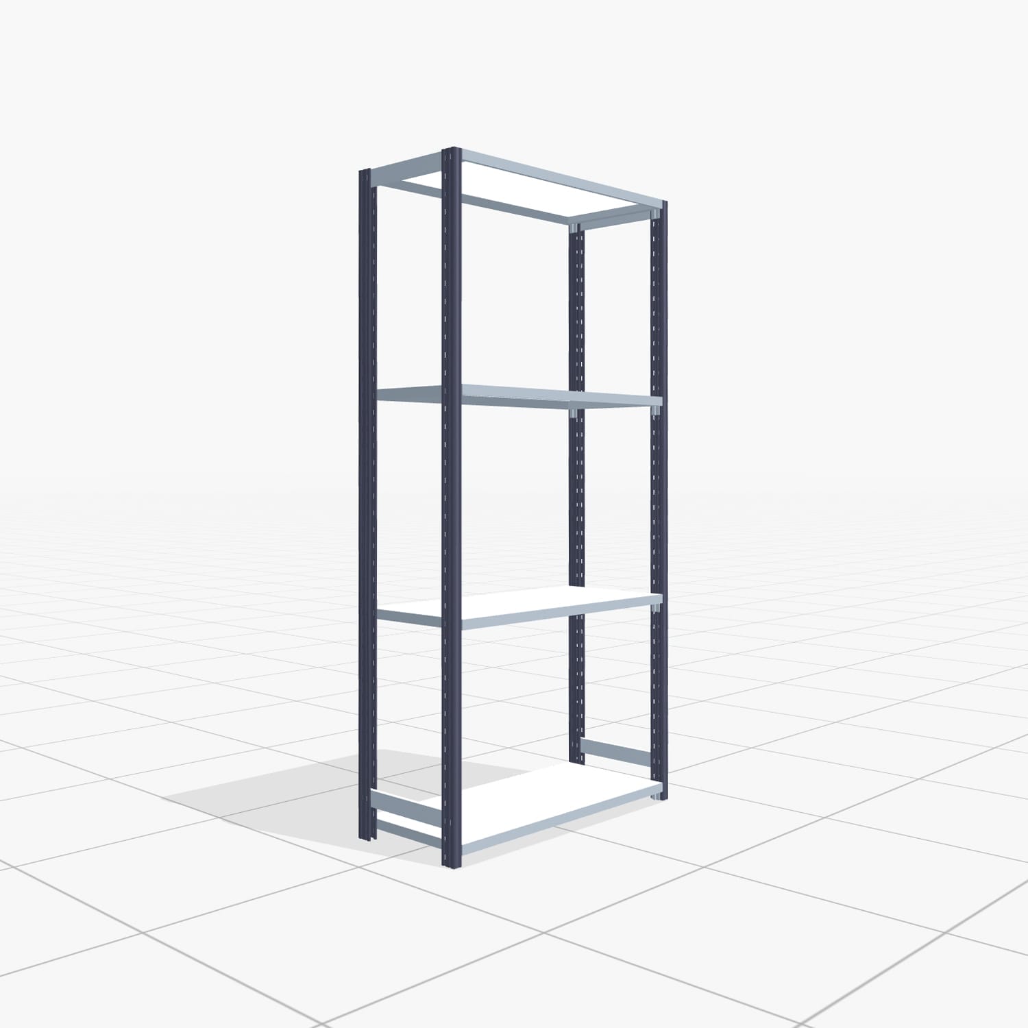 Fachbodenregal FBX 4000, H: 2.000 mm, B: 1.029 mm mm, T: 400 mm, Ebenen: 4