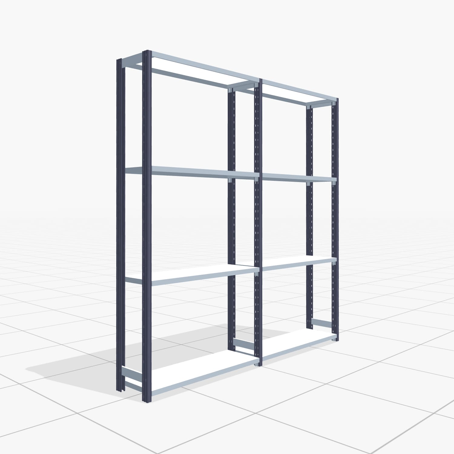 Fachbodenregal FBX 4000, H: 2.000 mm, B: 2.026 mm mm, T: 300 mm, Ebenen: 4