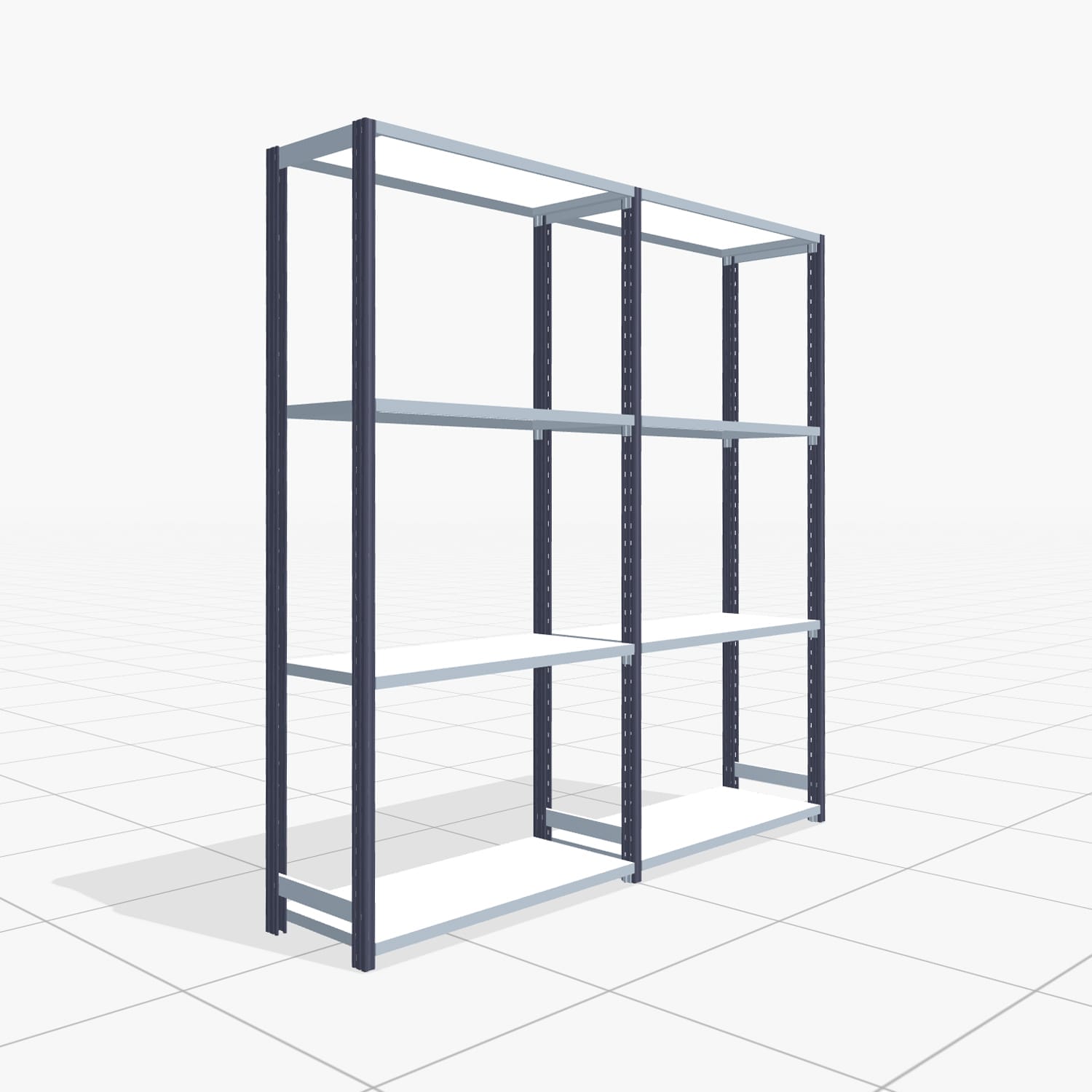 Fachbodenregal FBX 4000, H: 2.000 mm, B: 2.026 mm mm, T: 400 mm, Ebenen: 4