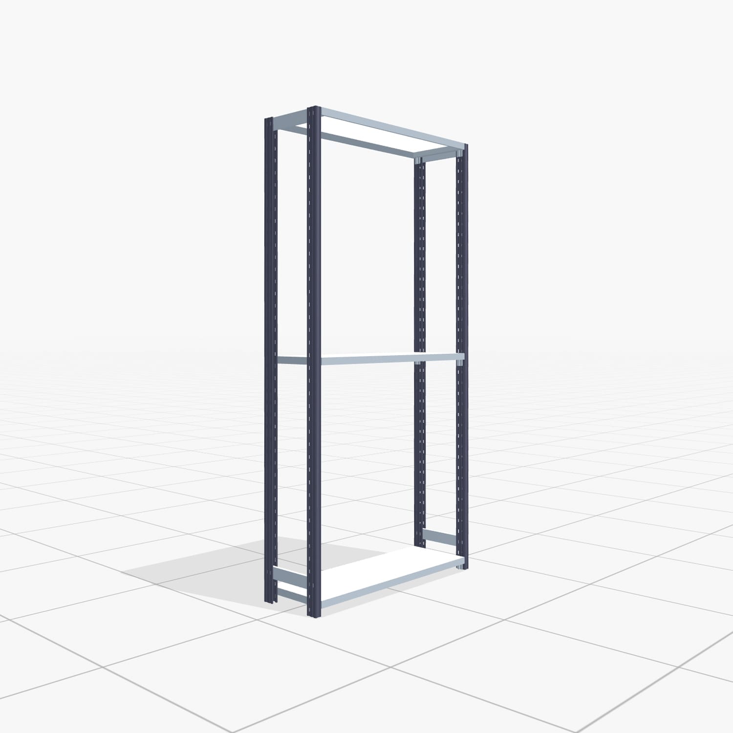 Fachbodenregal FBX 4000, H: 2.000 mm, B: 1.029 mm mm, T: 300 mm, Ebenen: 3