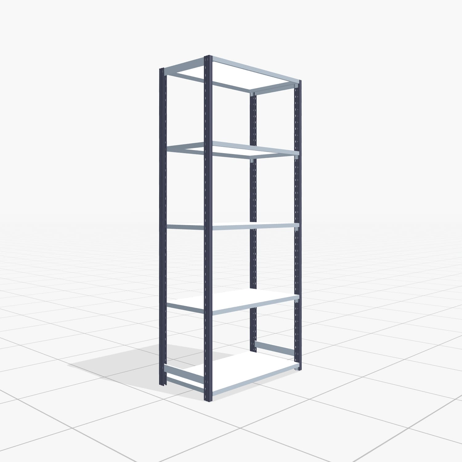 Fachbodenregal FBX 4000, H: 2.250 mm, B: 1.029 mm mm, T: 500 mm, Ebenen: 5