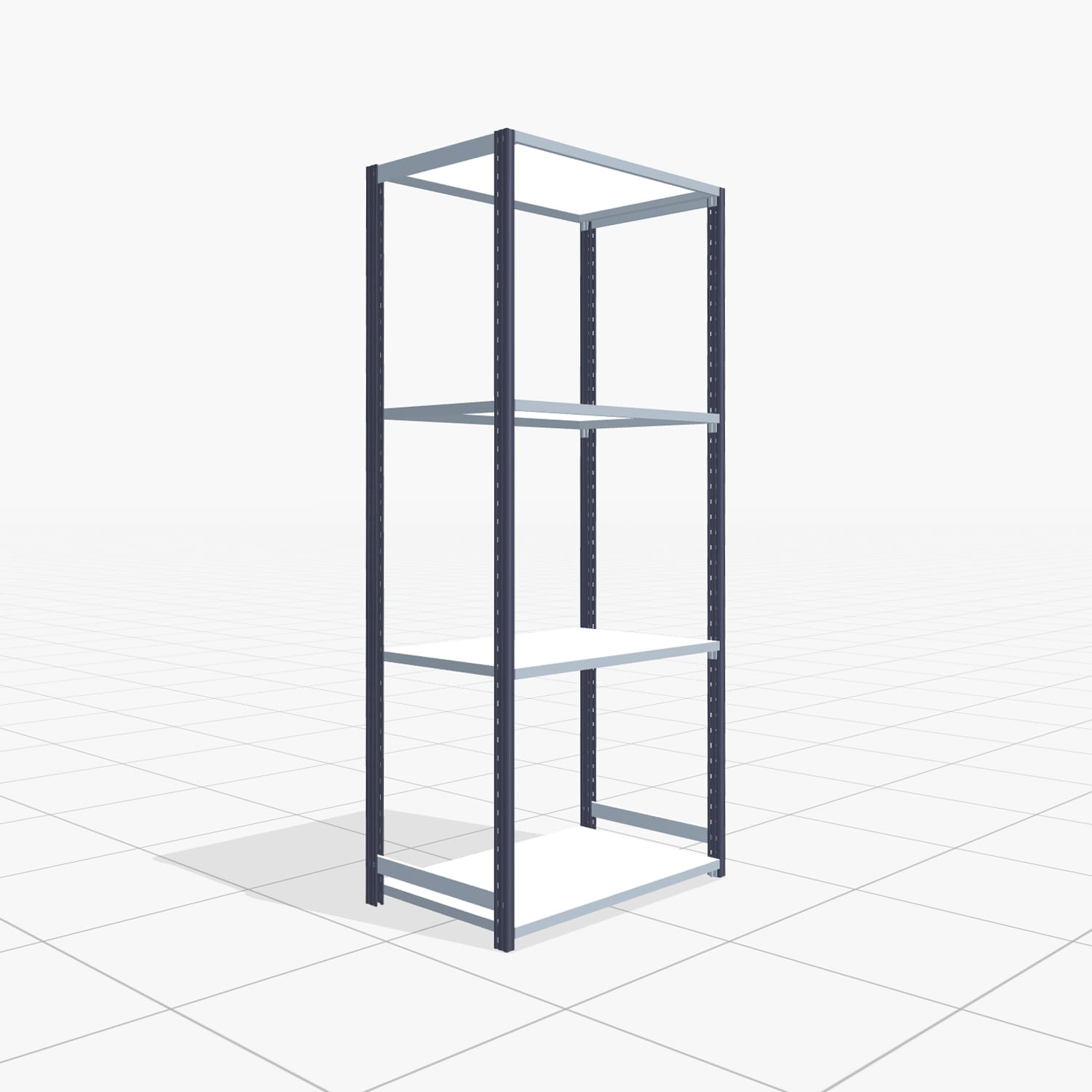 Fachbodenregal FBX 4000, H: 2.250 mm, B: 1.029 mm mm, T: 600 mm, Ebenen: 4