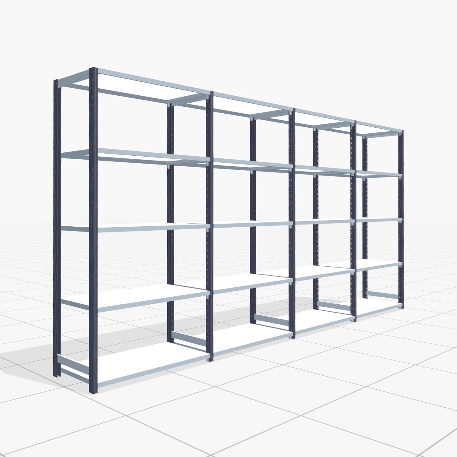 Fachbodenregal FBX 4000, H: 2.000 mm, B: 4.020 mm mm, T: 500 mm, Ebenen: 5