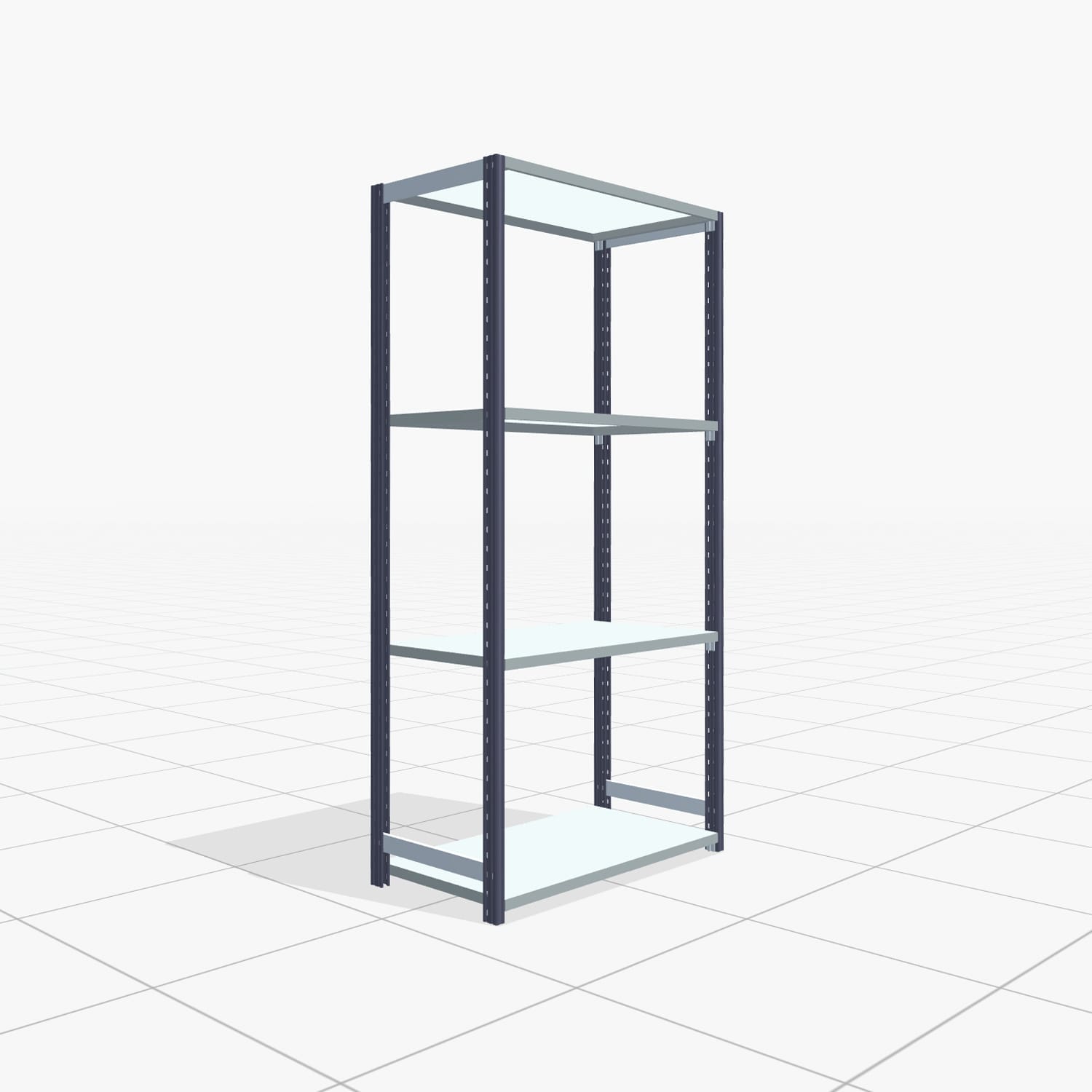 Fachbodenregal FBX 4000, H: 2.000 mm, B: 1.029 mm mm, T: 500 mm, Ebenen: 4