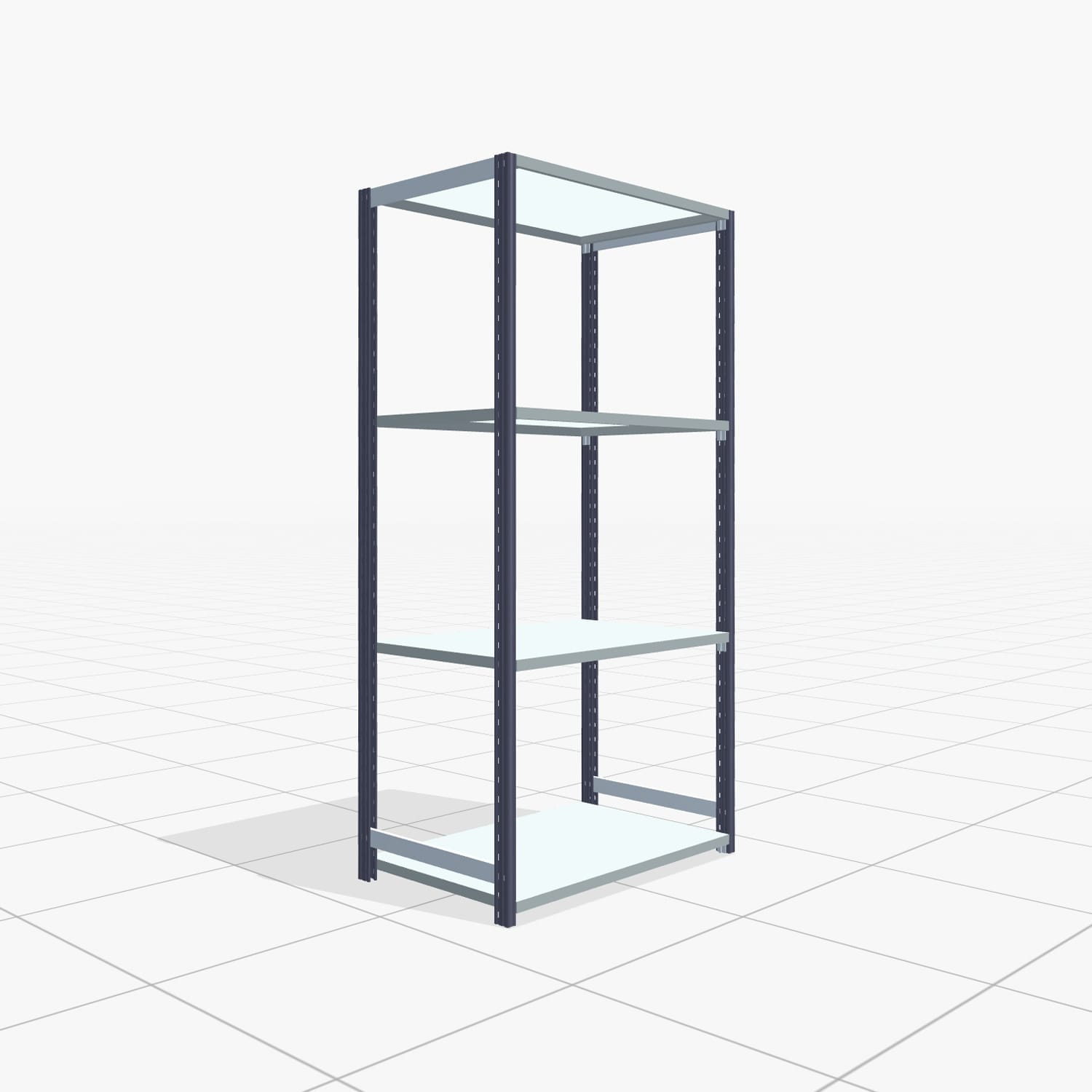 Fachbodenregal FBX 4000, H: 2.000 mm, B: 1.029 mm mm, T: 600 mm, Ebenen: 4