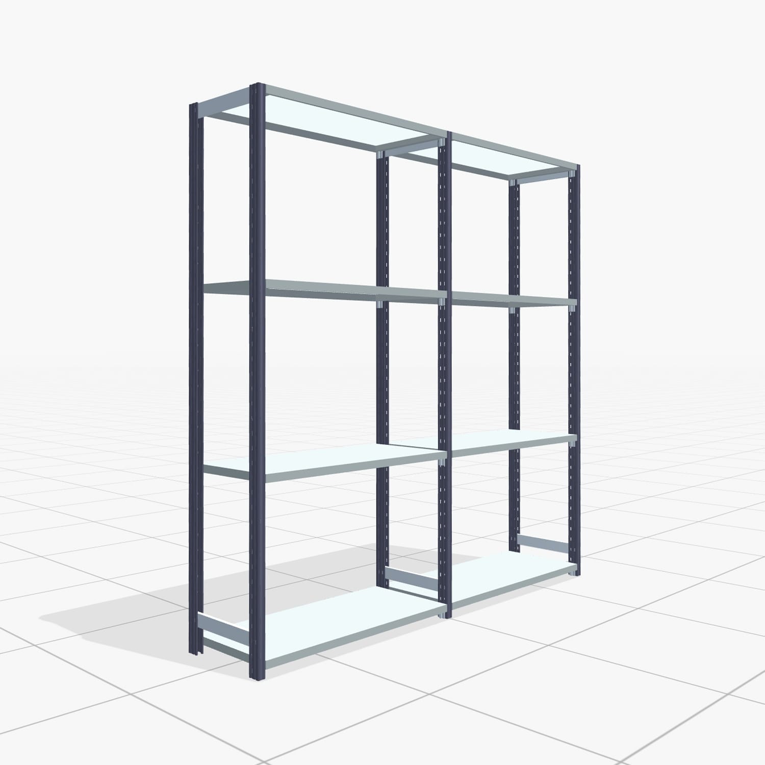 Fachbodenregal FBX 4000, H: 2.000 mm, B: 2.026 mm mm, T: 400 mm, Ebenen: 4