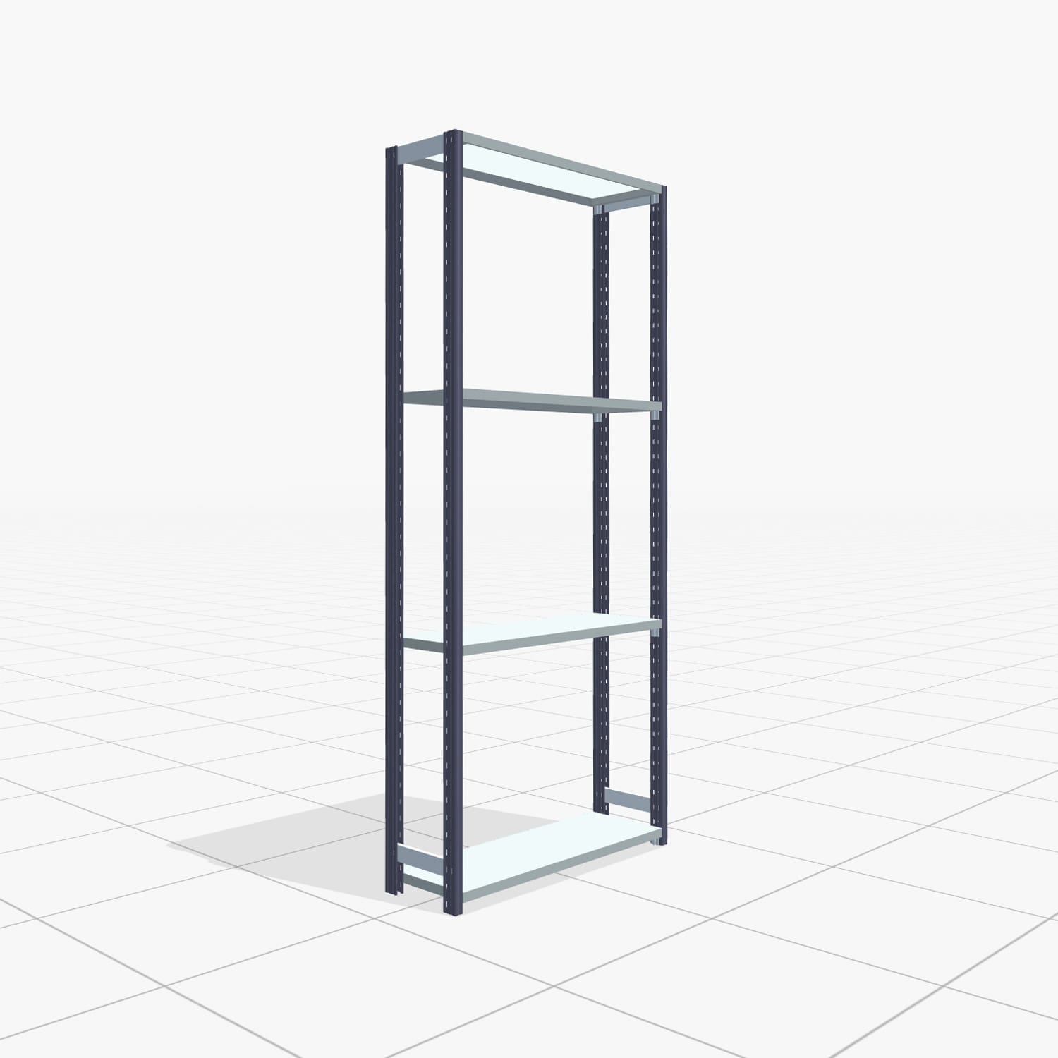 Fachbodenregal FBX 4000, H: 2.250 mm, B: 1.029 mm mm, T: 300 mm, Ebenen: 4