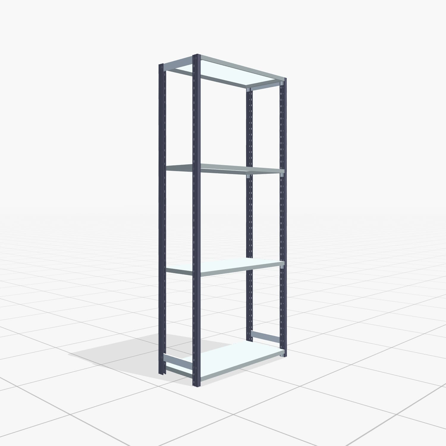 Fachbodenregal FBX 4000, H: 2.250 mm, B: 1.029 mm mm, T: 400 mm, Ebenen: 4