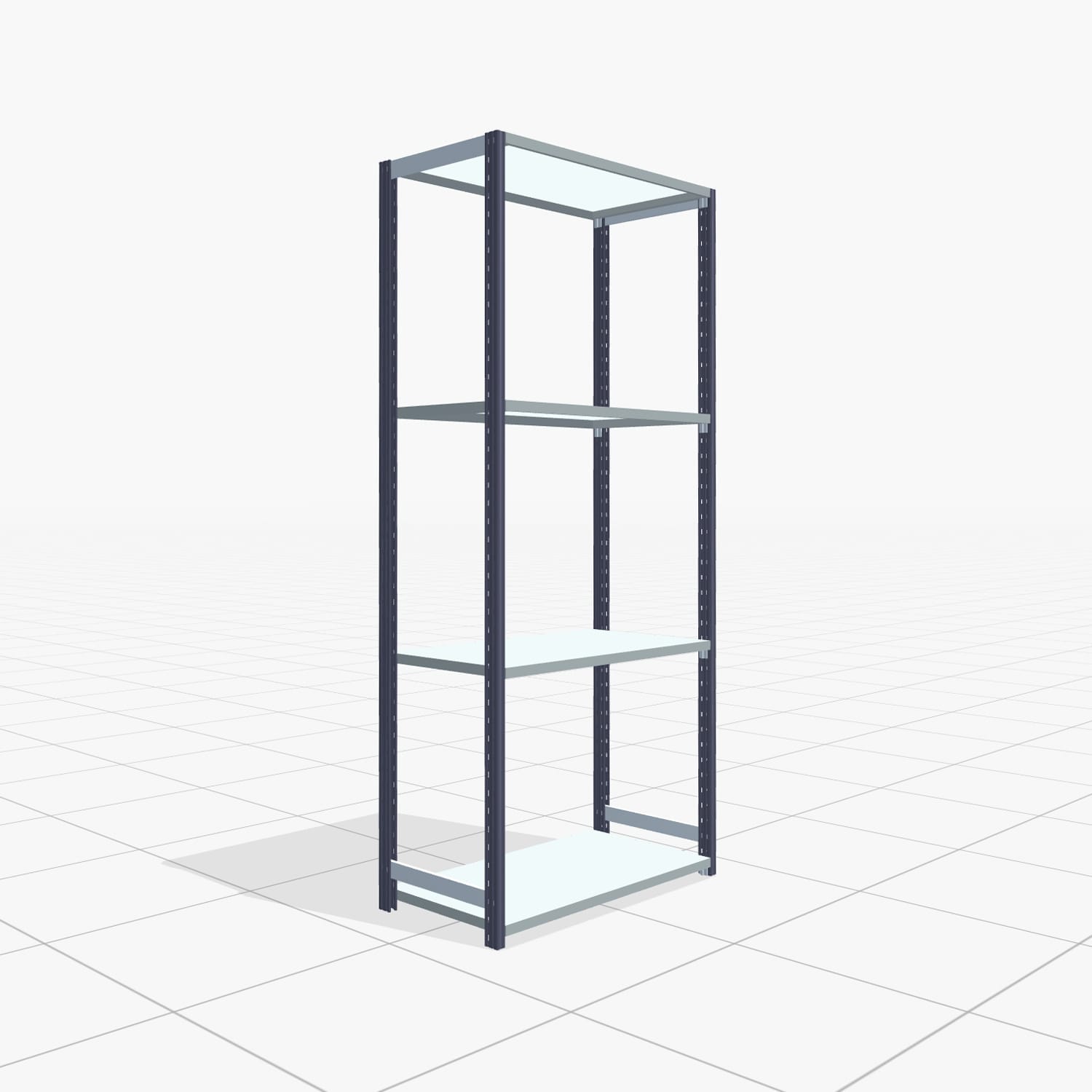 Fachbodenregal FBX 4000, H: 2.250 mm, B: 1.029 mm mm, T: 500 mm, Ebenen: 4