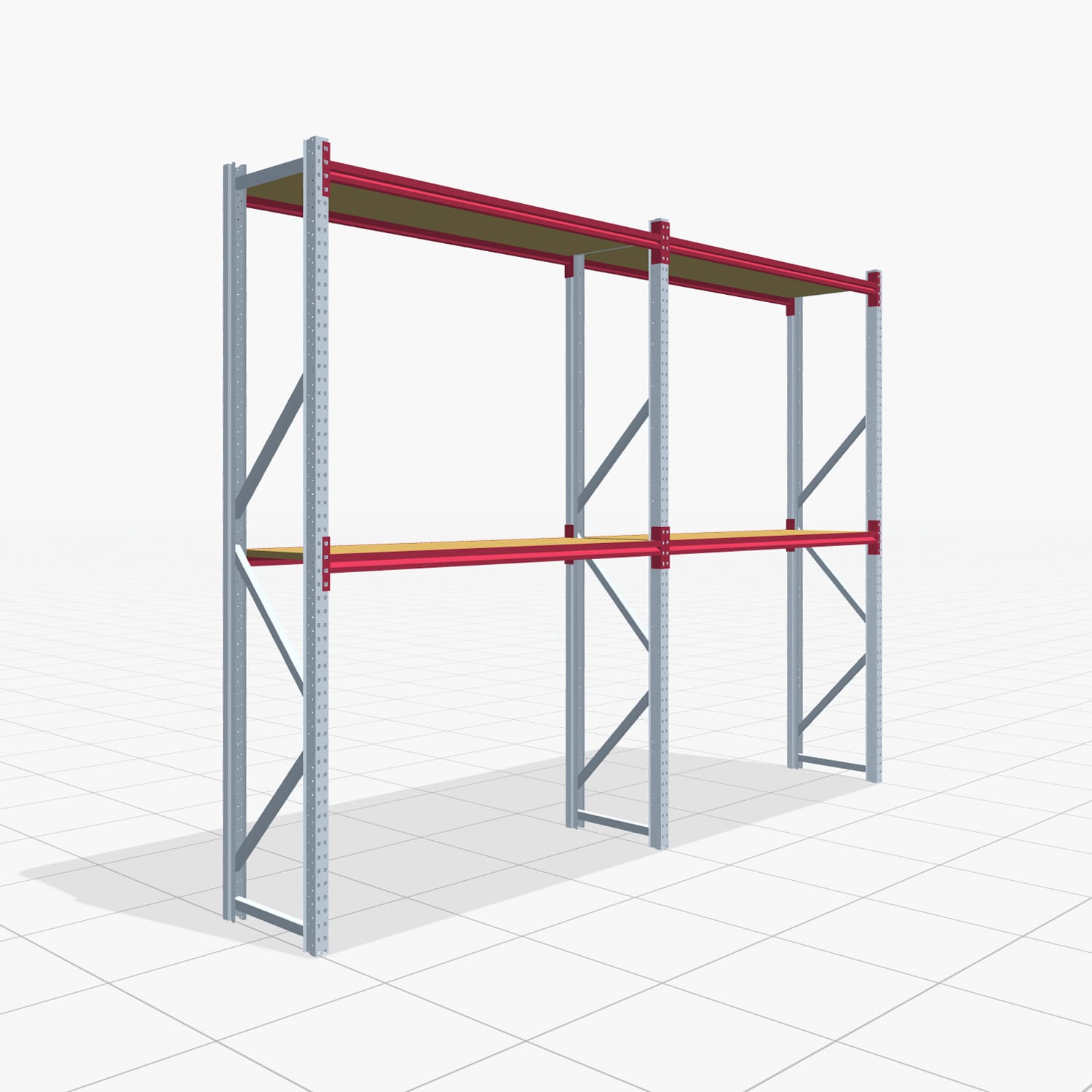 Weitspannregale WSX 5000, H: 3.000 mm, B: 4.177 mm mm, T: 600 mm, Ebenen: 3, Feldbreite: 2.000 mm, Auflage: Spanplatte