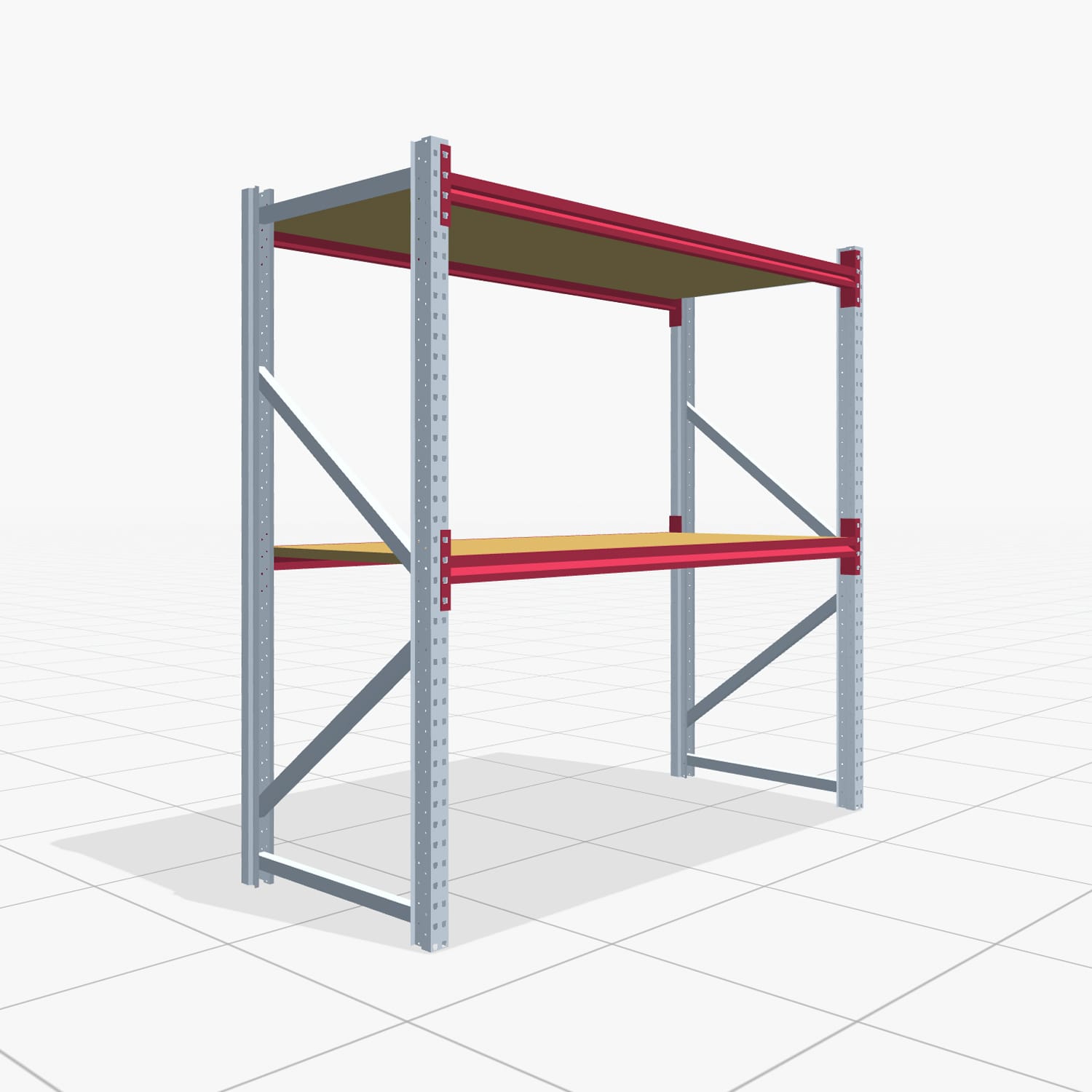 Weitspannregale WSX 5000, H: 2.000 mm, B: 2.121 mm mm, T: 800 mm, Ebenen: 3, Feldbreite: 2.000 mm, Auflage: Spanplatte