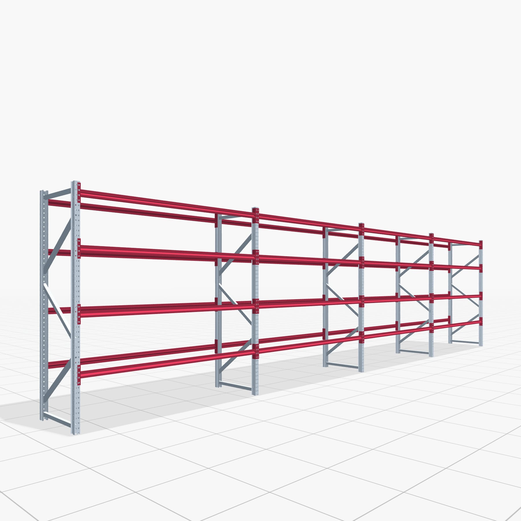 Weitspannregale WSX 5000, H: 2.400 mm, B: 10.269 mm mm, T: 800 mm, Ebenen: 5, Feldbreite: 2.500 mm, Auflage: ohne