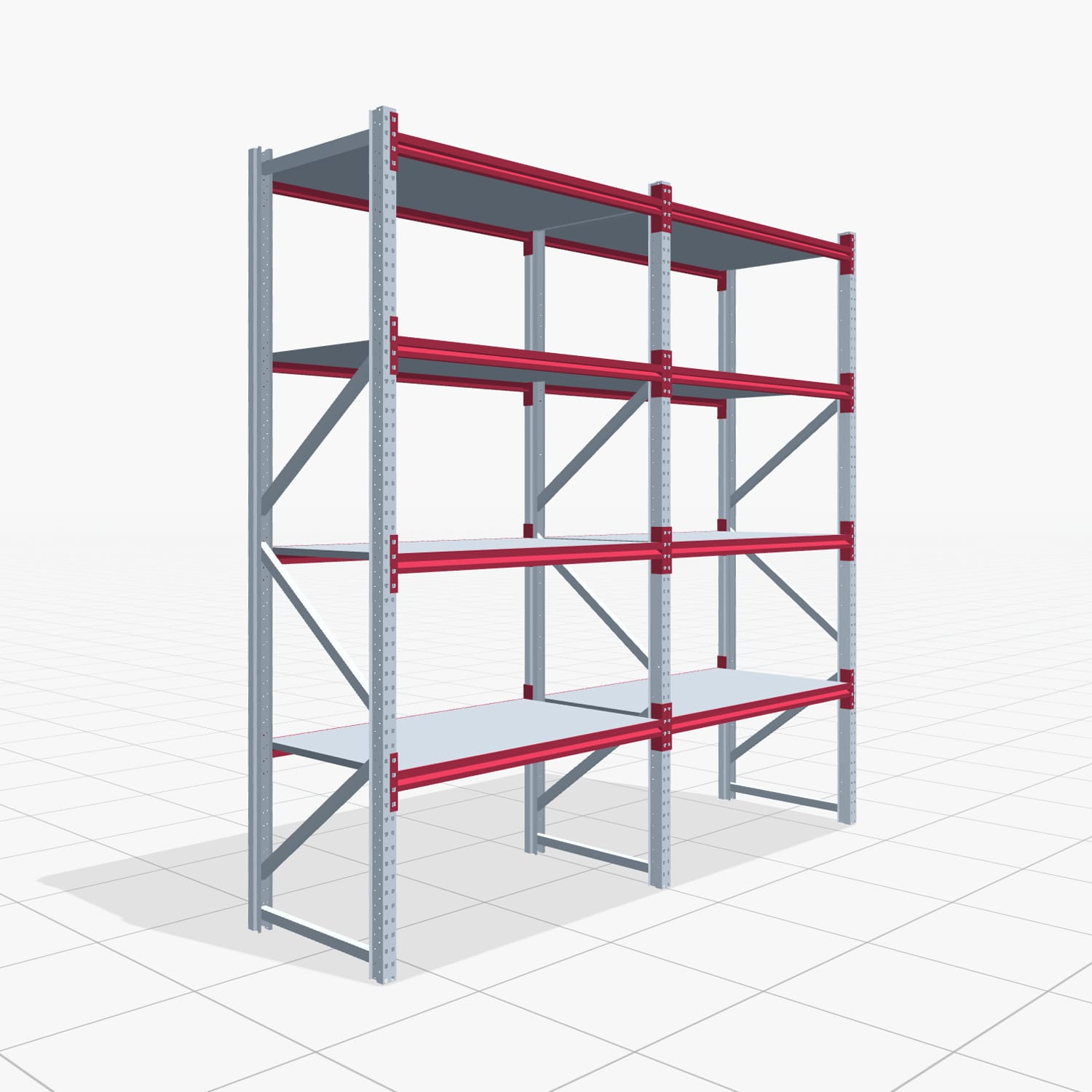 Weitspannregale WSX 5000, H: 3.000 mm, B: 3.187 mm mm, T: 800 mm, Ebenen: 5, Feldbreite: 1.500 mm, Auflage: Stahlboden