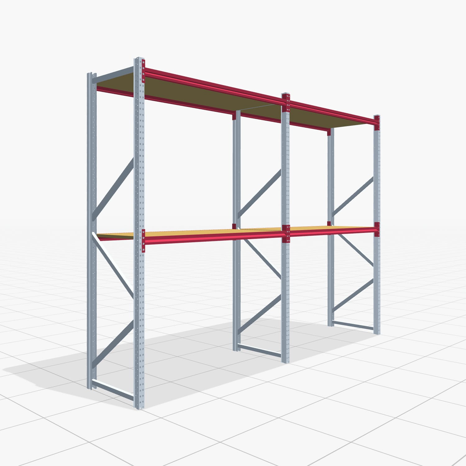 Weitspannregale WSX 5000, H: 3.000 mm, B: 4.177 mm mm, T: 800 mm, Ebenen: 3, Feldbreite: 2.000 mm, Auflage: Spanplatte