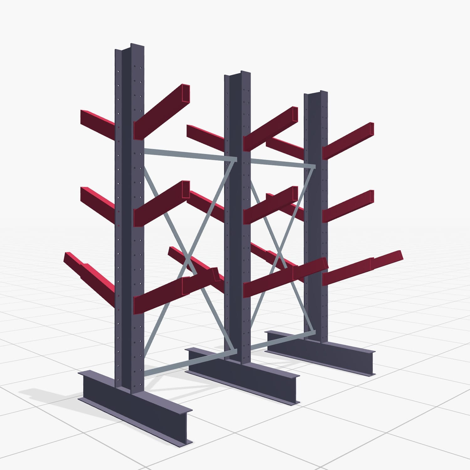 Schrägarmregale KHX 3020, H: 2.500 mm (IPE 200), B: 2102 mm, Feldanzahl: 2