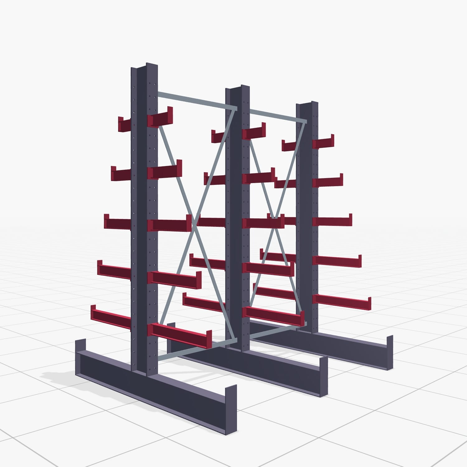Tannenbaumregale KHX 3030, H: 2.500 mm (IPE 140), B: 2066 mm, Feldanzahl: 2, Zweiseitige Nutzung
