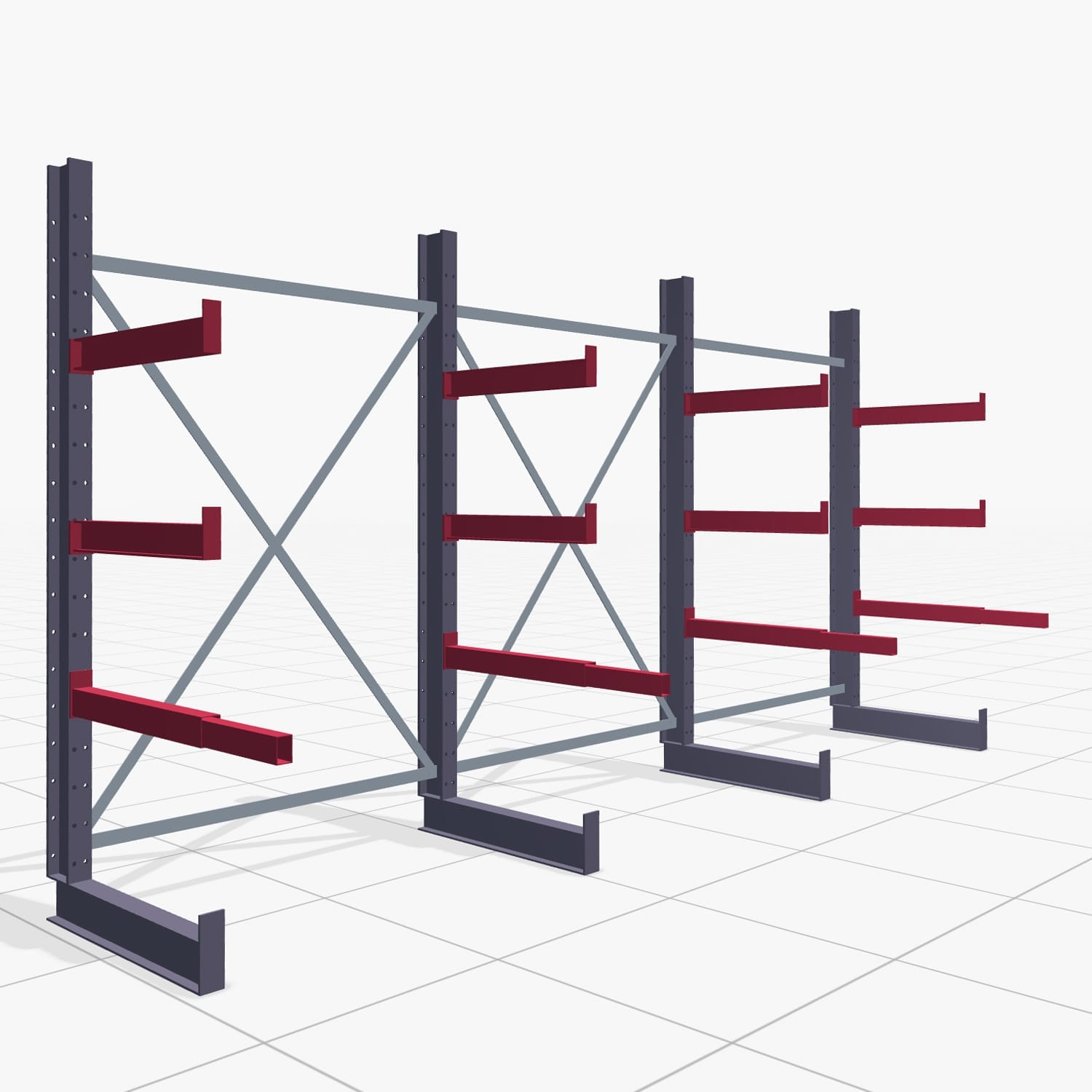 Schreinereiregale KHX 3010, Einseitige Nutzung, H: 2.000 mm, B: 3922 mm, 600 mm (750 kg)