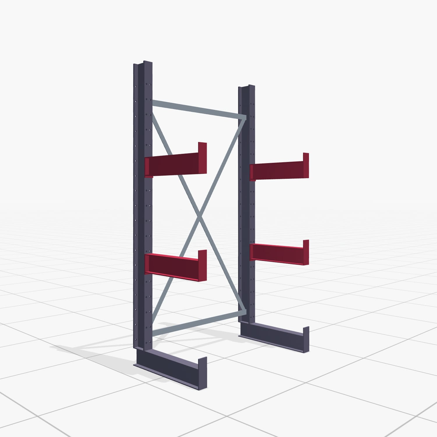 Kragarmregale Handbedient KHX 3000, H: 2.000 mm, B: 1065 mm, Armlänge: 500 mm (900 kg), Einseitige Nutzung