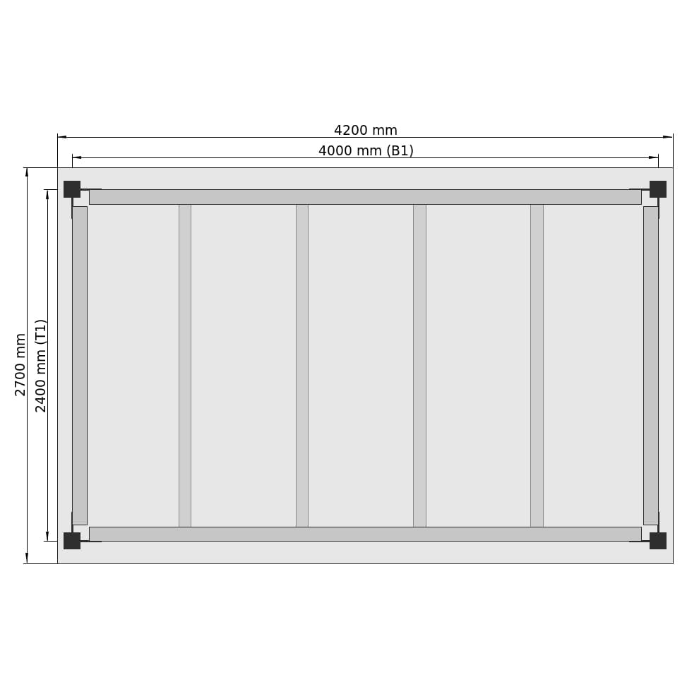 Lagerbühnen LBX 8000 Rechteck, 1 Feld, B: 4.200 mm, T: 2.700 mm mm, Treppe: ohne, Übergabe: ohne