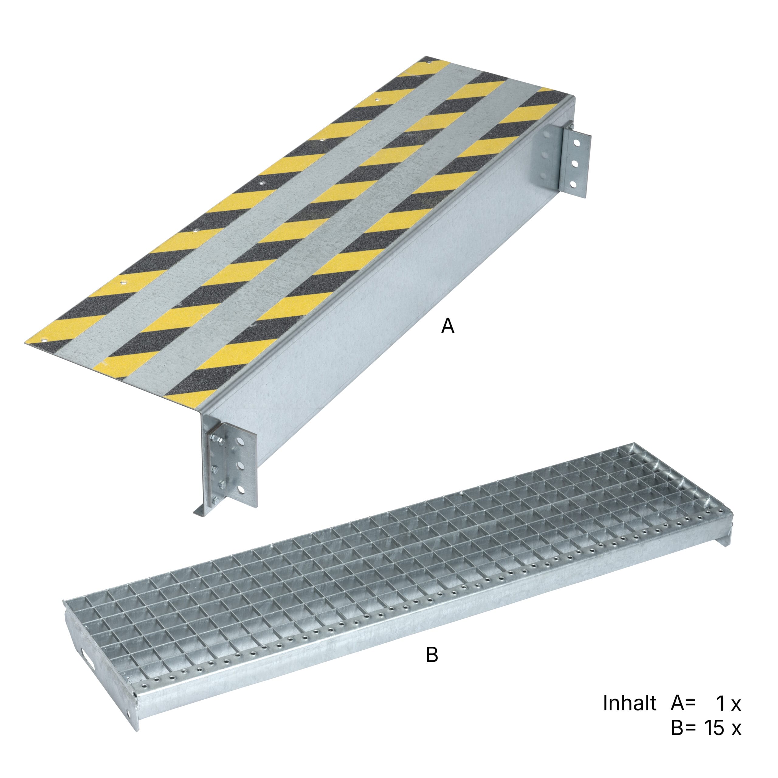 LBX 8000 Treppe, Komplette Baugruppe, inkl. Zubehör, RAL 7035 Lichtgrau & verzinkt