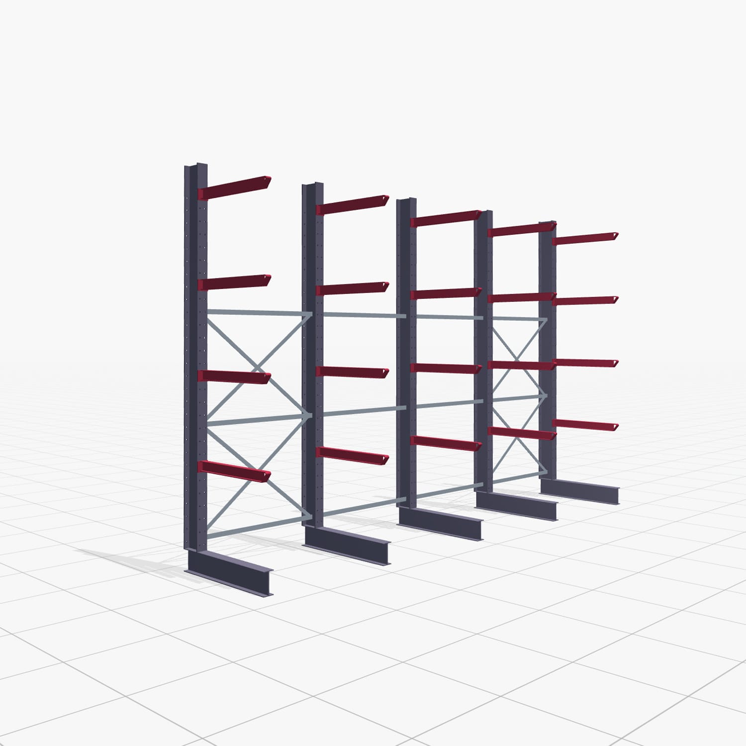 Kragarmregal Staplerbedient KSX 2000, H: 3.000 mm, B: 4891 mm, Armlänge: 800 mm, Einseitige Nutzung