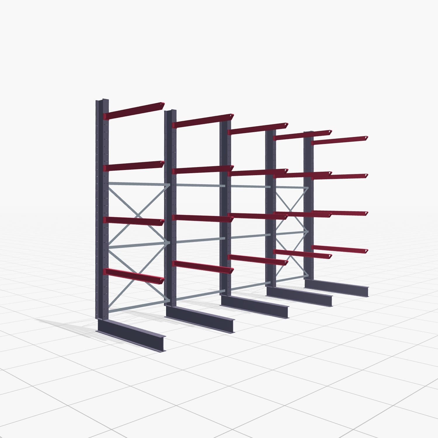 Kragarmregal Staplerbedient KSX 2000, H: 3.000 mm, B: 4891 mm, Armlänge: 1.200 mm, Einseitige Nutzung