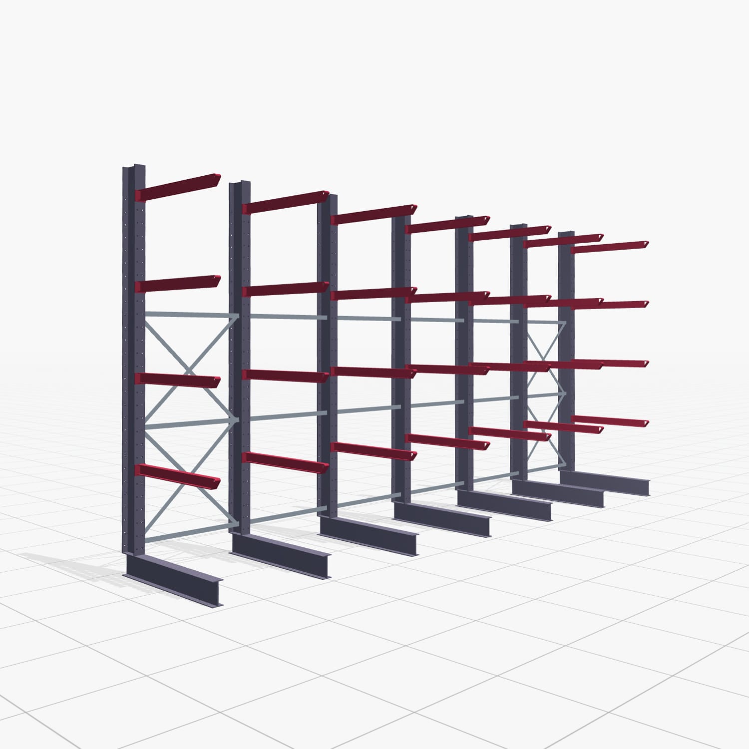 Kragarmregal Staplerbedient KSX 2000, H: 3.000 mm, B: 6091 mm, Armlänge: 1.000 mm, Einseitige Nutzung