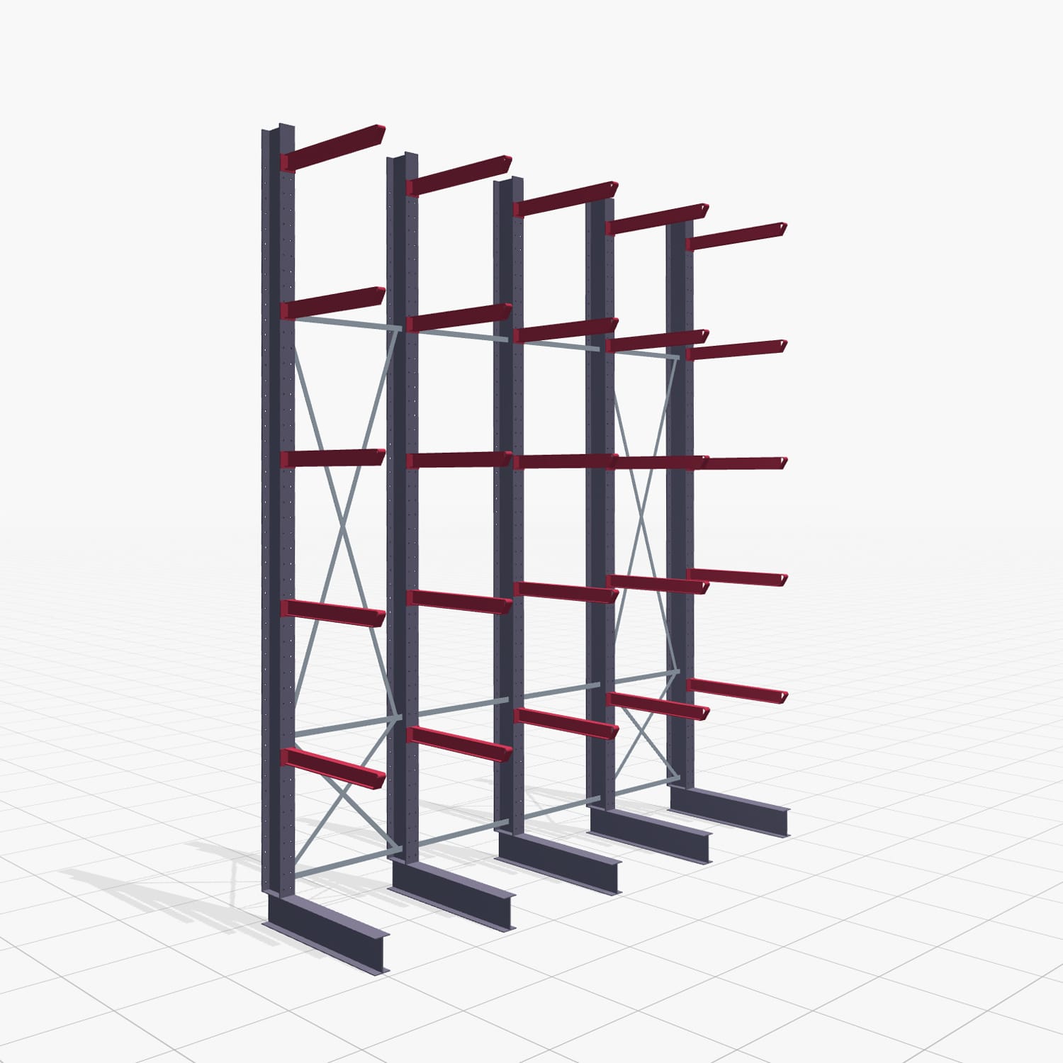 Kragarmregal Staplerbedient KSX 2000, H: 5.000 mm, B: 4110 mm, Armlänge: 1.000 mm, Einseitige Nutzung