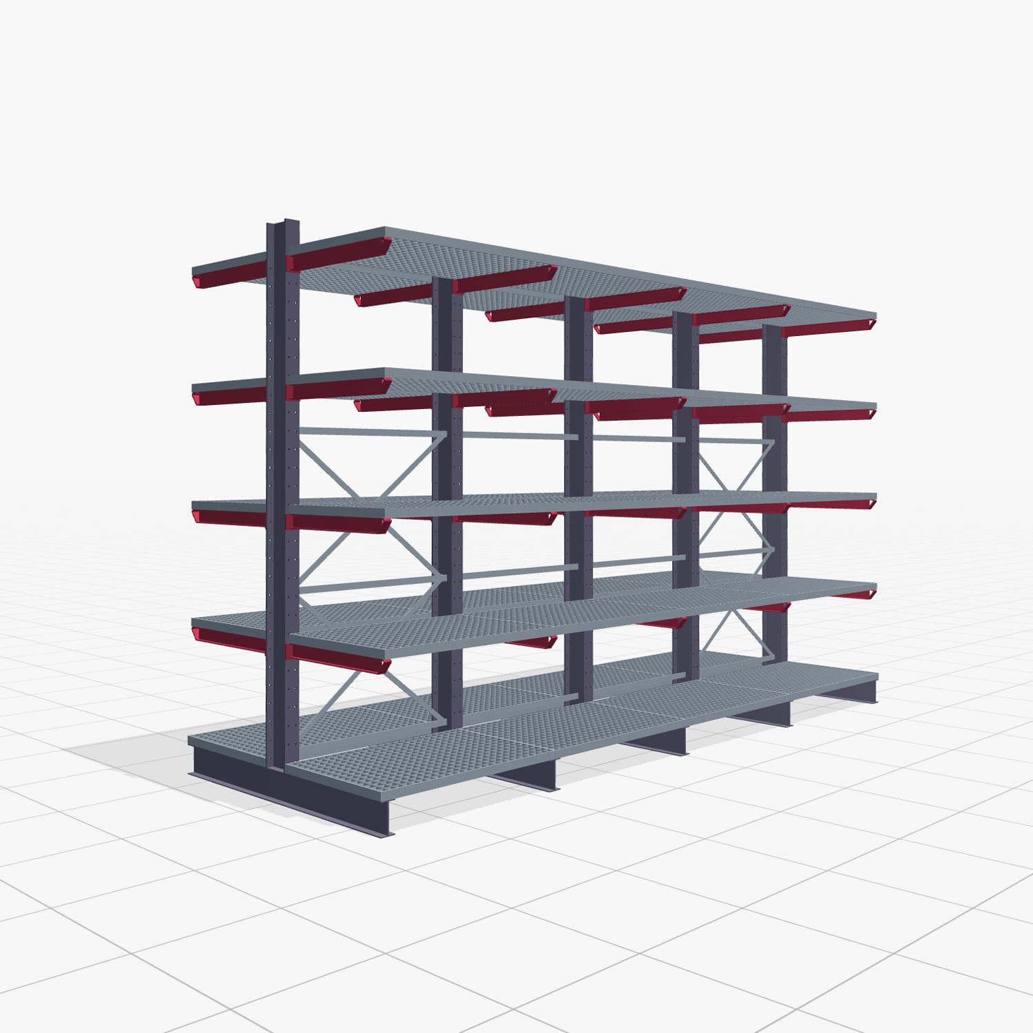 Kragarmregal Staplerbedient KSX 2000, H: 3.000 mm, B: 4891 mm, Armlänge: 800 mm, Zweiseitige Nutzung