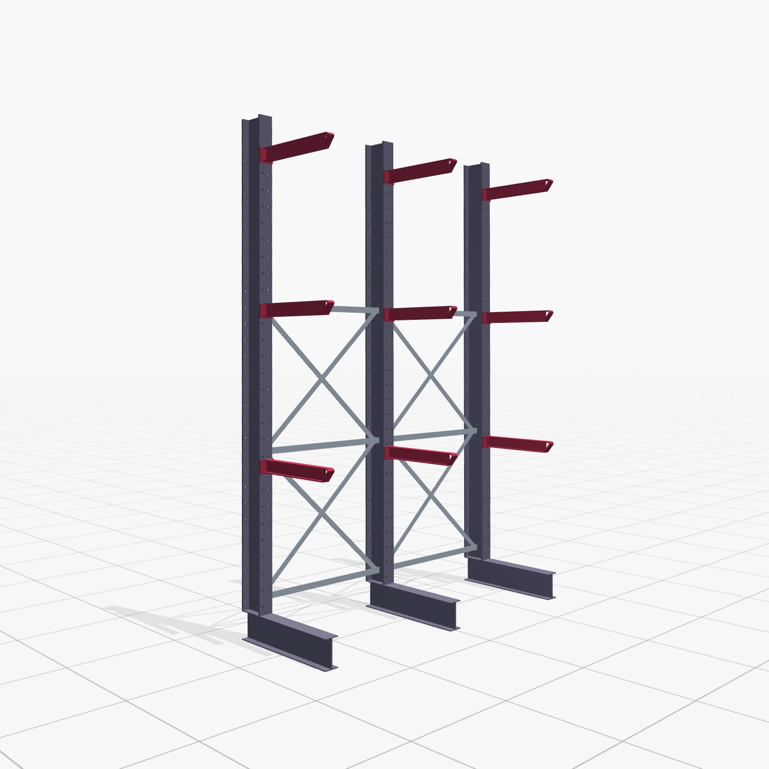 Kragarmregal Staplerbedient KSX 2000, H: 3.000 mm, B: 2091 mm, Armlänge: 600 mm, Einseitige Nutzung