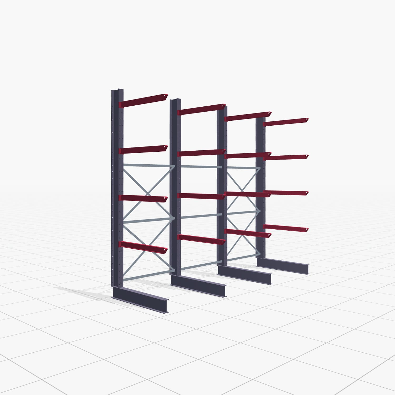 Kragarmregal Staplerbedient KSX 2000, H: 3.000 mm, B: 3691 mm, Armlänge: 1.000 mm, Einseitige Nutzung