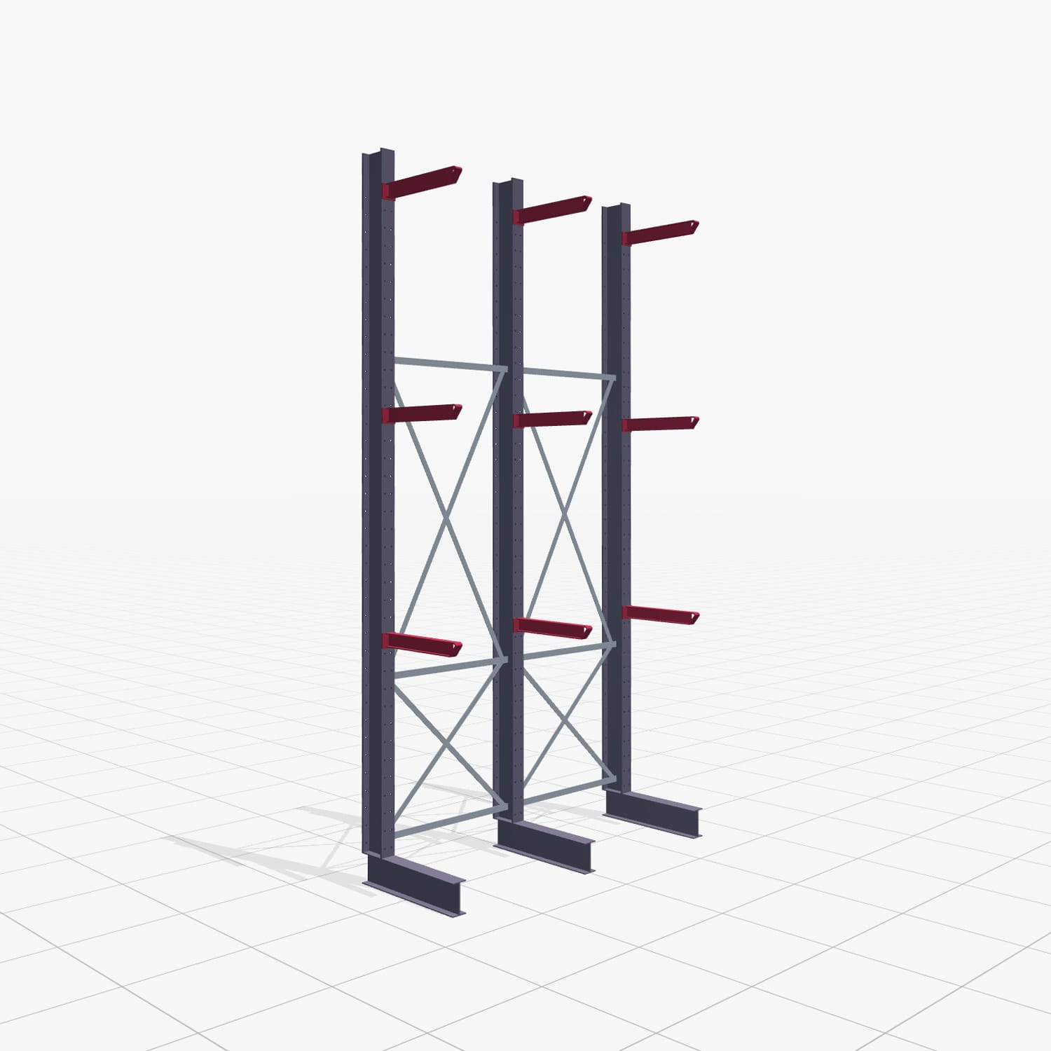 Kragarmregal Staplerbedient KSX 2000, H: 4.000 mm, B: 2100 mm, Armlänge: 600 mm, Einseitige Nutzung