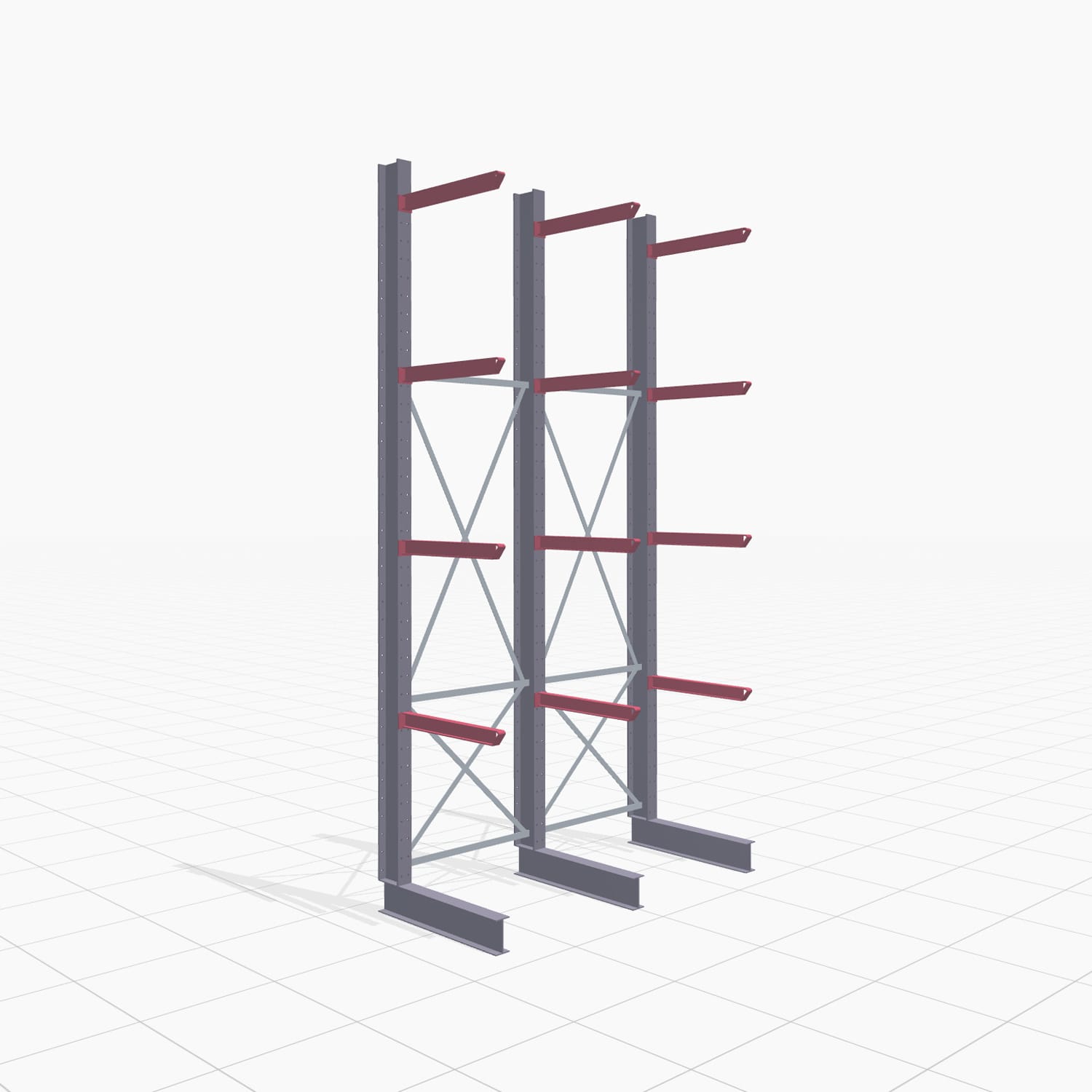 Kragarmregal Staplerbedient KSX 2000, H: 4.000 mm, B: 2100 mm, Armlänge: 800 mm, Einseitige Nutzung