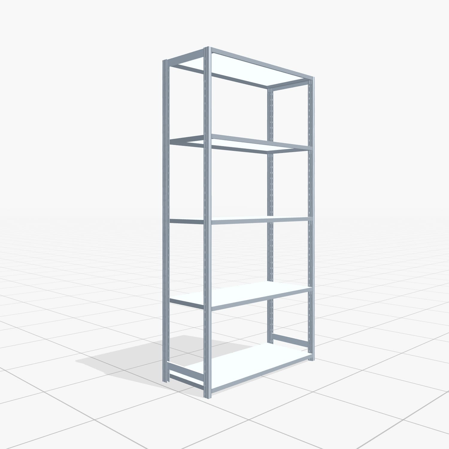 Fachbodenregal FBX 4000, H: 2.350 mm, B: 1.229 mm mm, T: 500 mm, Ebenen: 5