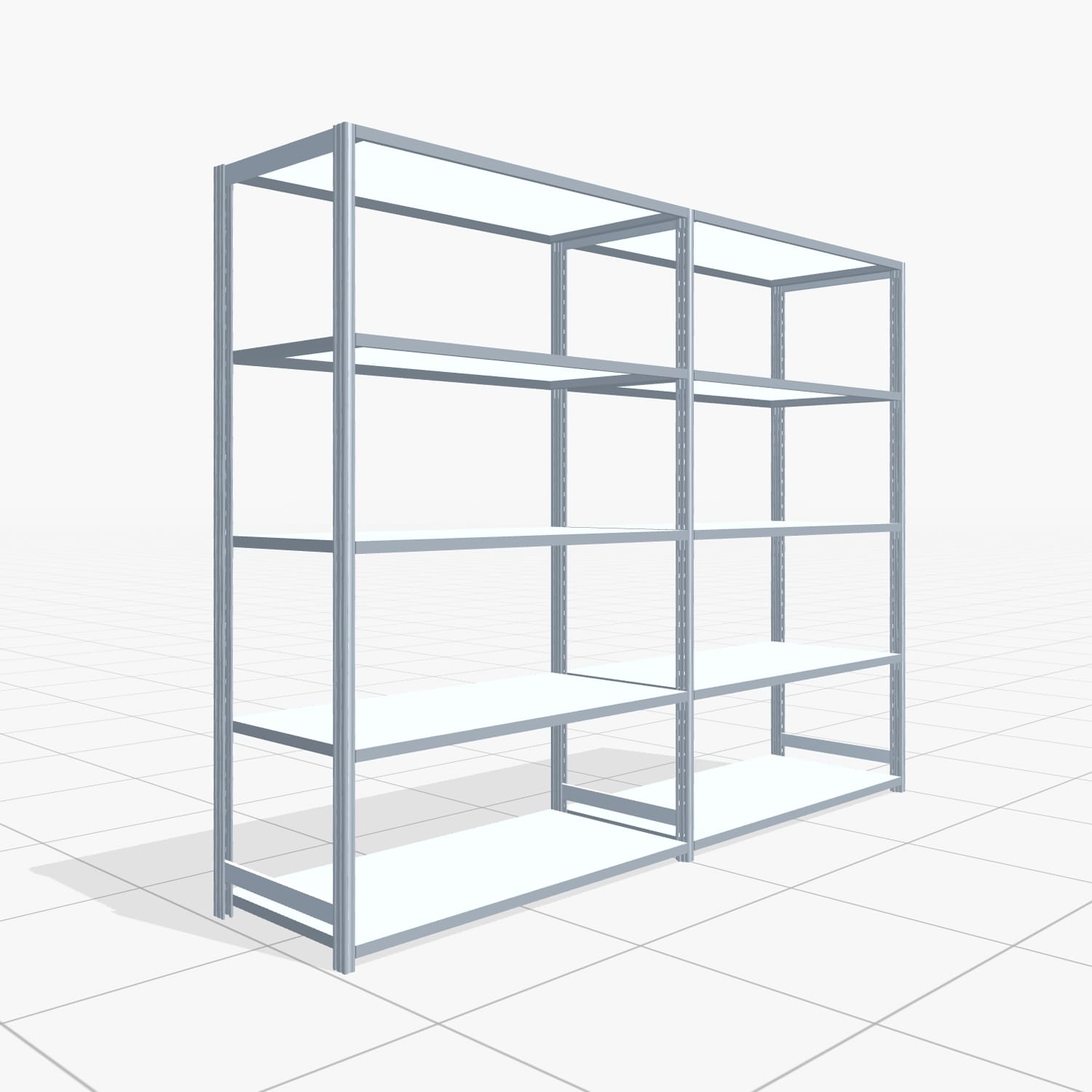 Fachbodenregal FBX 4000, H: 2.000 mm, B: 2.626 mm mm, T: 600 mm, Ebenen: 5