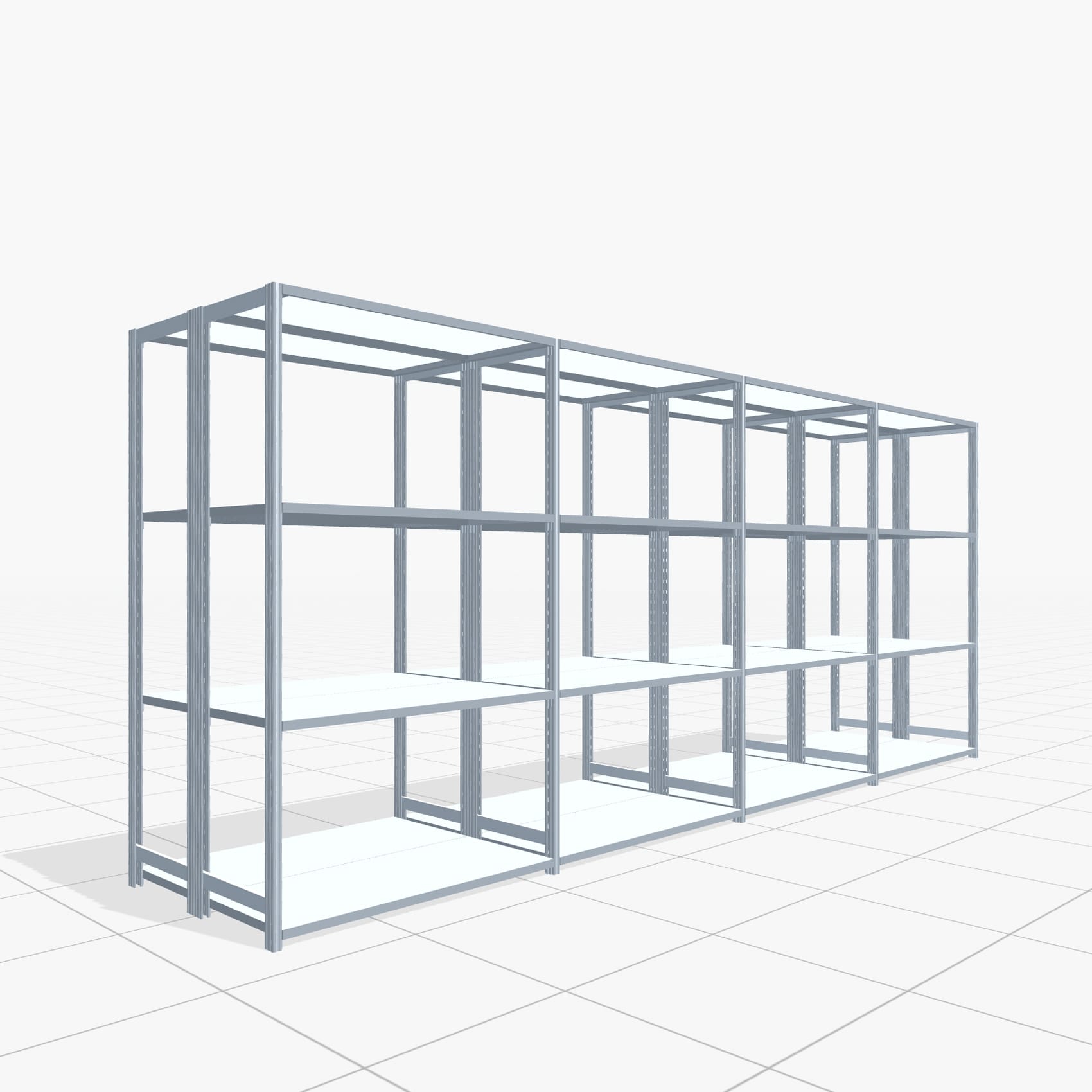 Fachbodenregal FBX 4000, H: 2.000 mm, B: 4.820 mm mm, T: 500 mm, Ebenen: 4