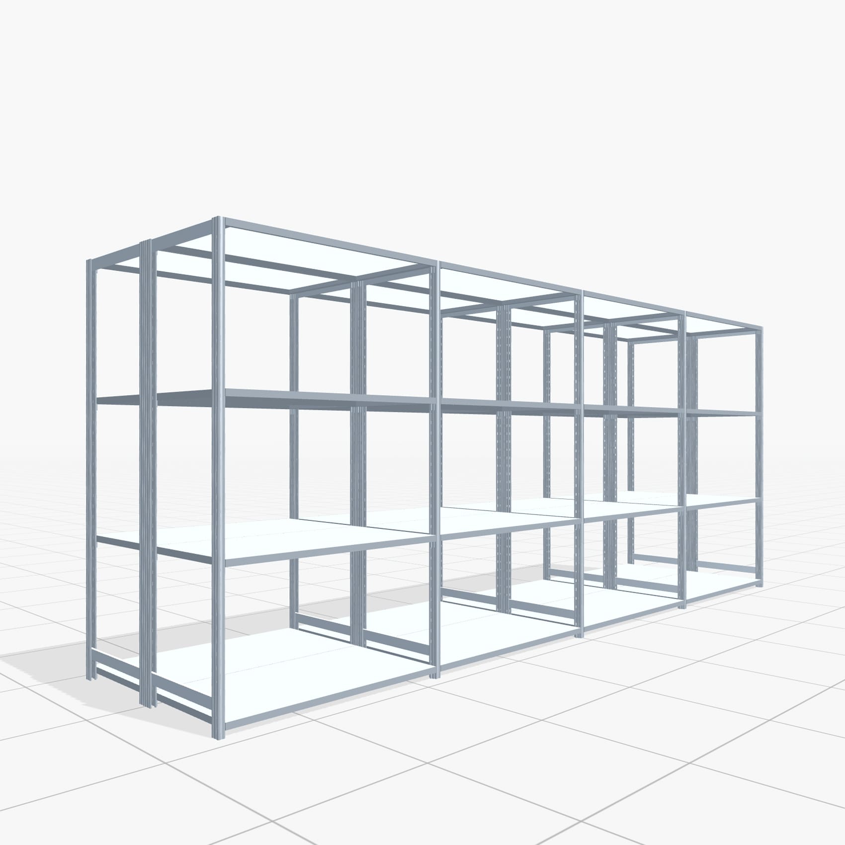 Fachbodenregal FBX 4000, H: 2.000 mm, B: 4.820 mm mm, T: 600 mm, Ebenen: 4