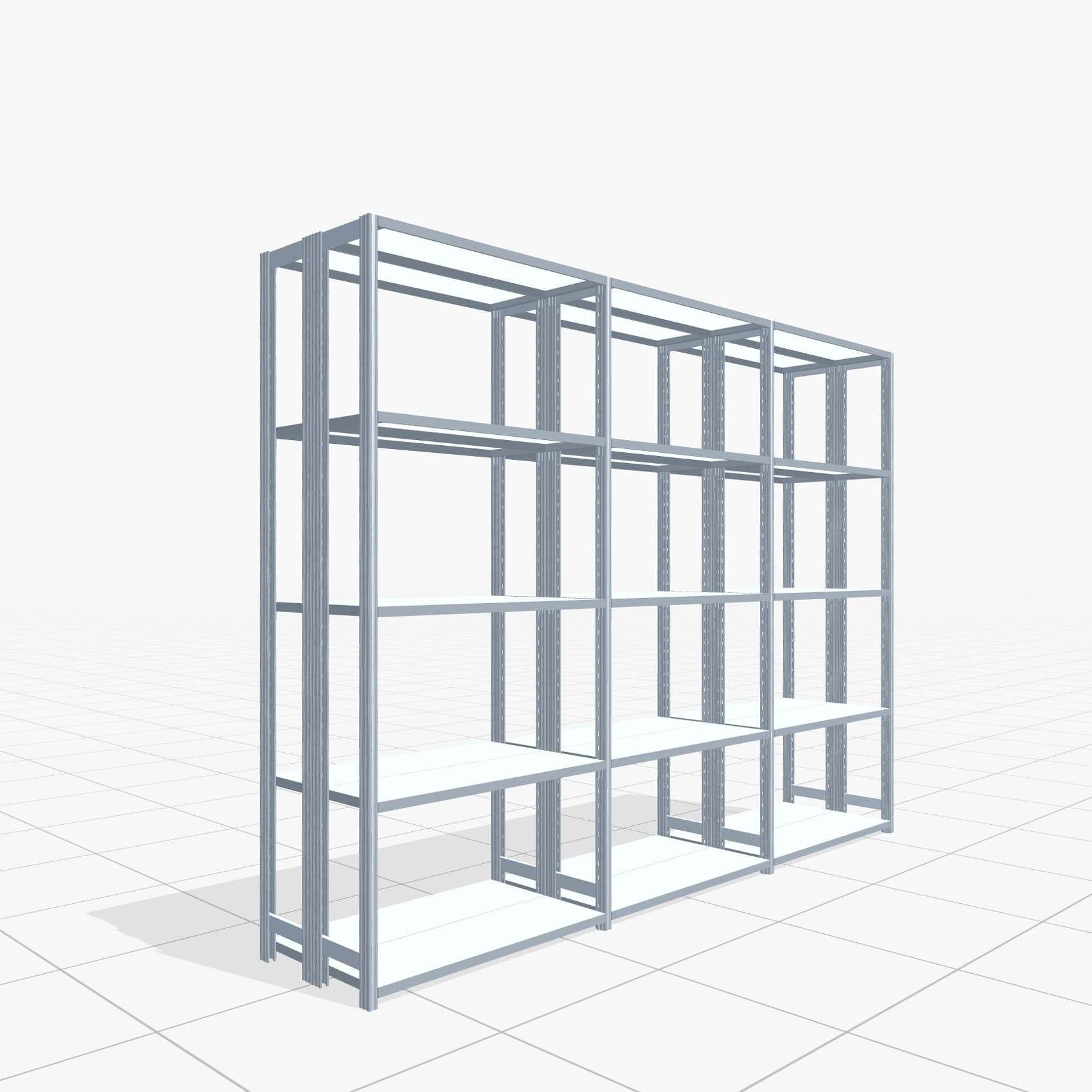 Fachbodenregal FBX 4000, H: 2.250 mm, B: 3.023 mm mm, T: 300 mm, Ebenen: 5