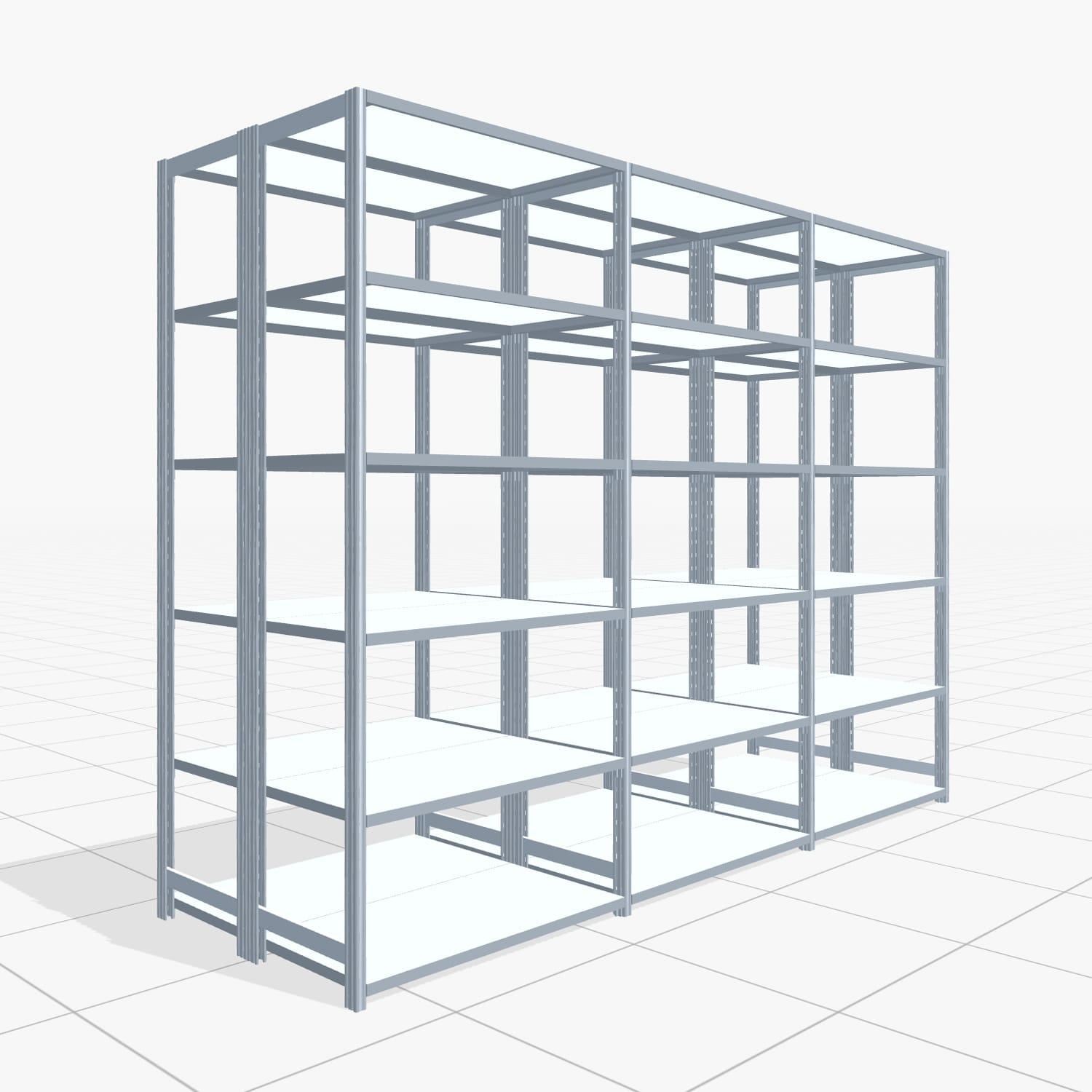Fachbodenregal FBX 4000, H: 2.250 mm, B: 3.023 mm mm, T: 500 mm, Ebenen: 6