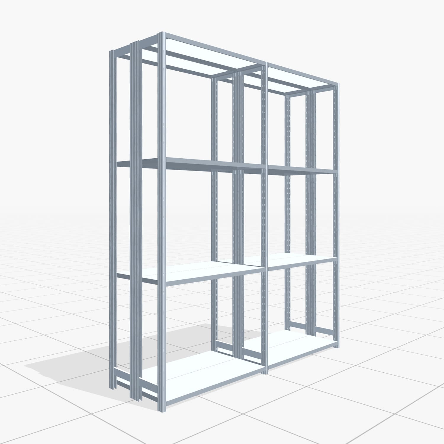 Fachbodenregal FBX 4000, H: 2.350 mm, B: 2.026 mm mm, T: 300 mm, Ebenen: 4