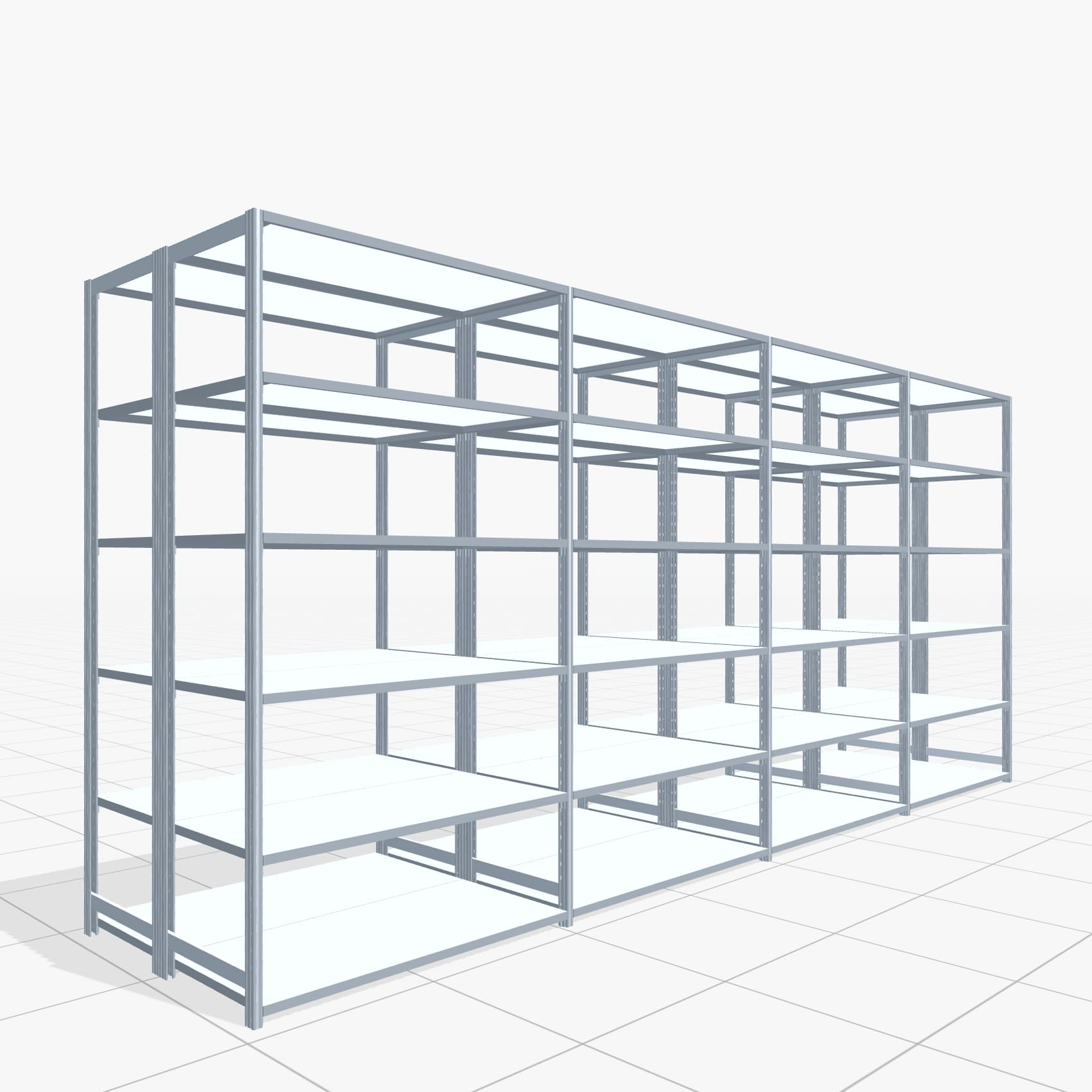 Fachbodenregal FBX 4000, H: 2.350 mm, B: 5.220 mm mm, T: 600 mm, Ebenen: 6